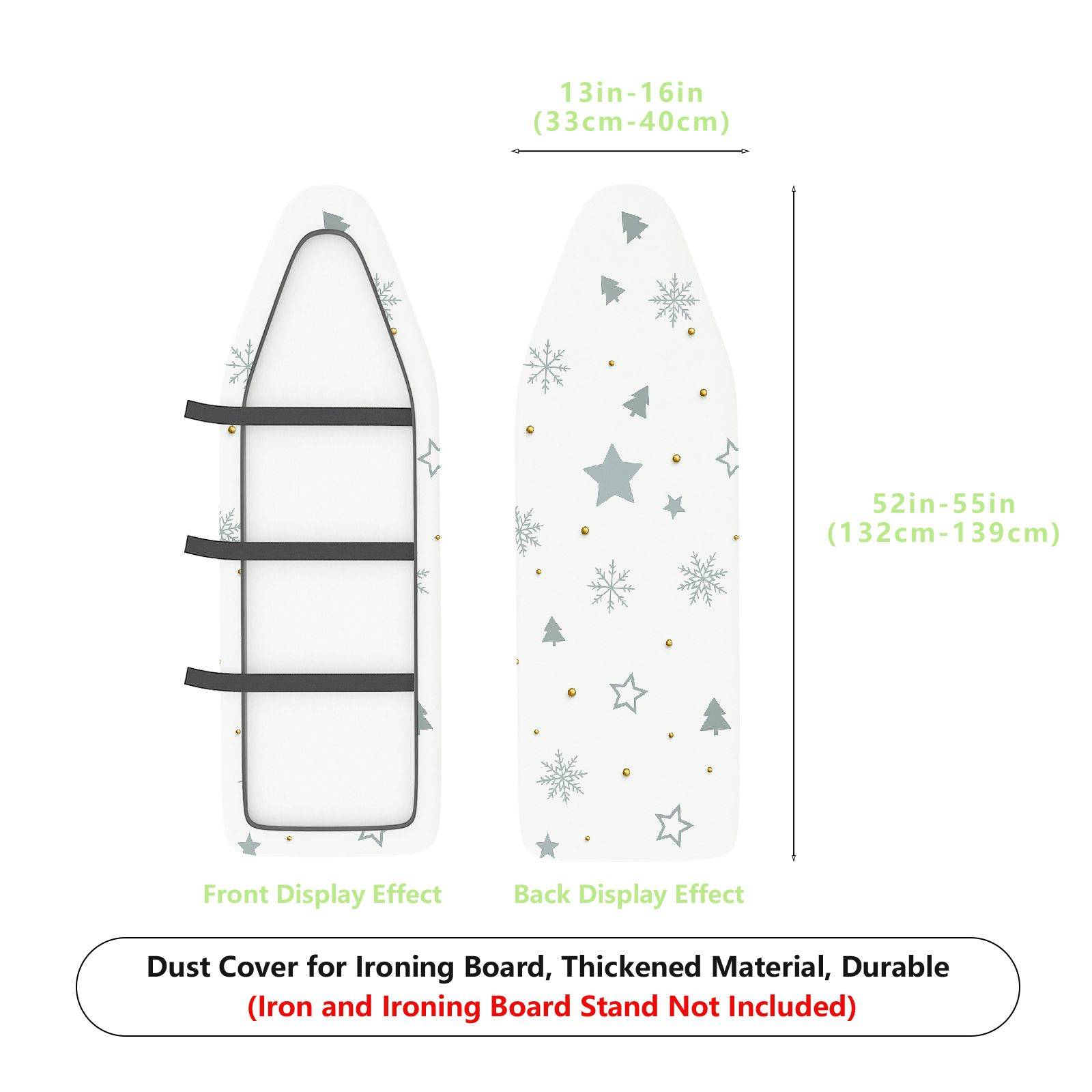 1-Piece Snowflake Star Tree  Ironing Board Cover, Universal Size, Without Board