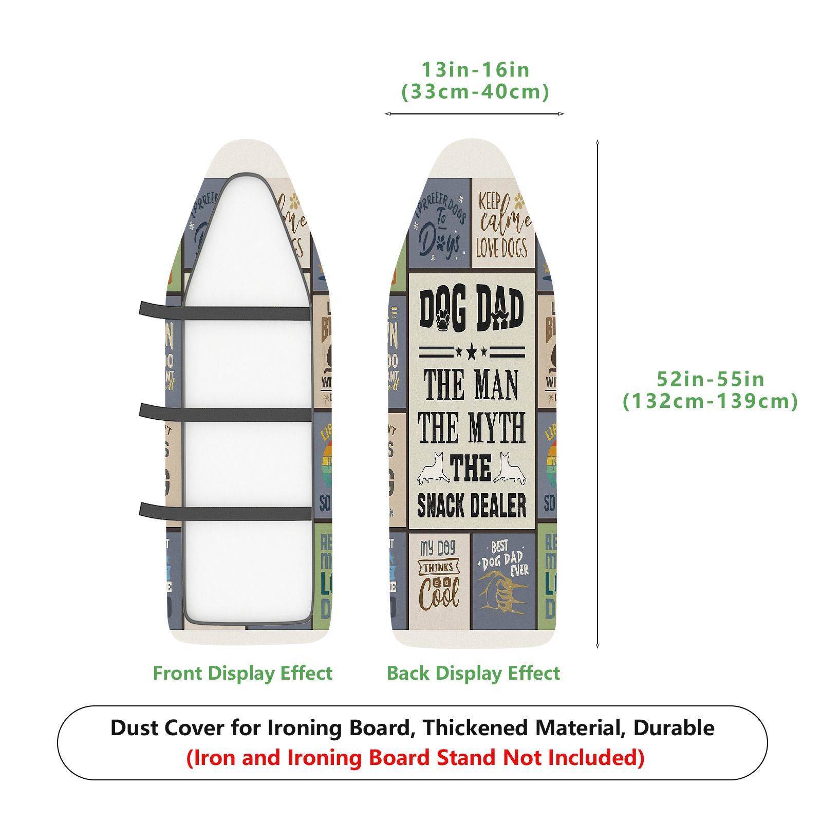 1-Piece Dog Dad Snack Dealer Text  Ironing Board Cover, Universal Size, Without Board