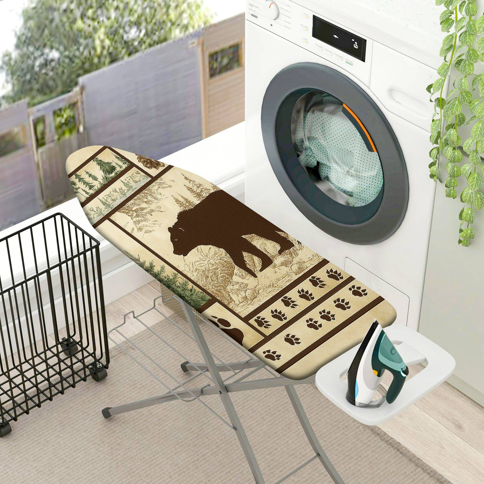 1-Piece Buffalo Woodland Animal Print  Ironing Board Cover, Universal Size, Without Board
