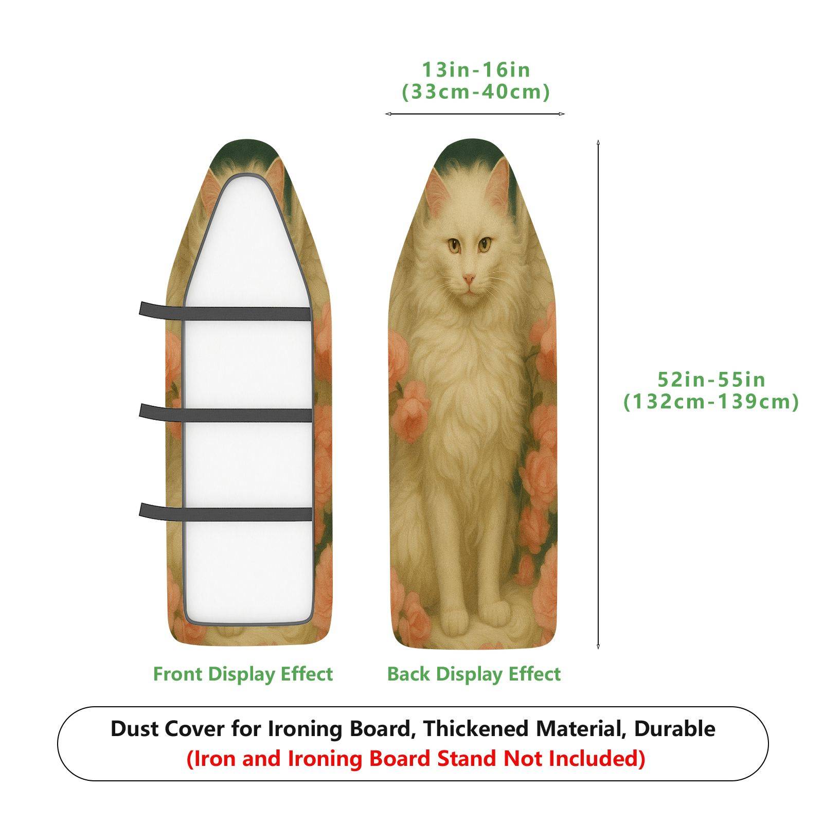 1-Piece Cat Floral Art  Ironing Board Cover, Universal Size, Without Board