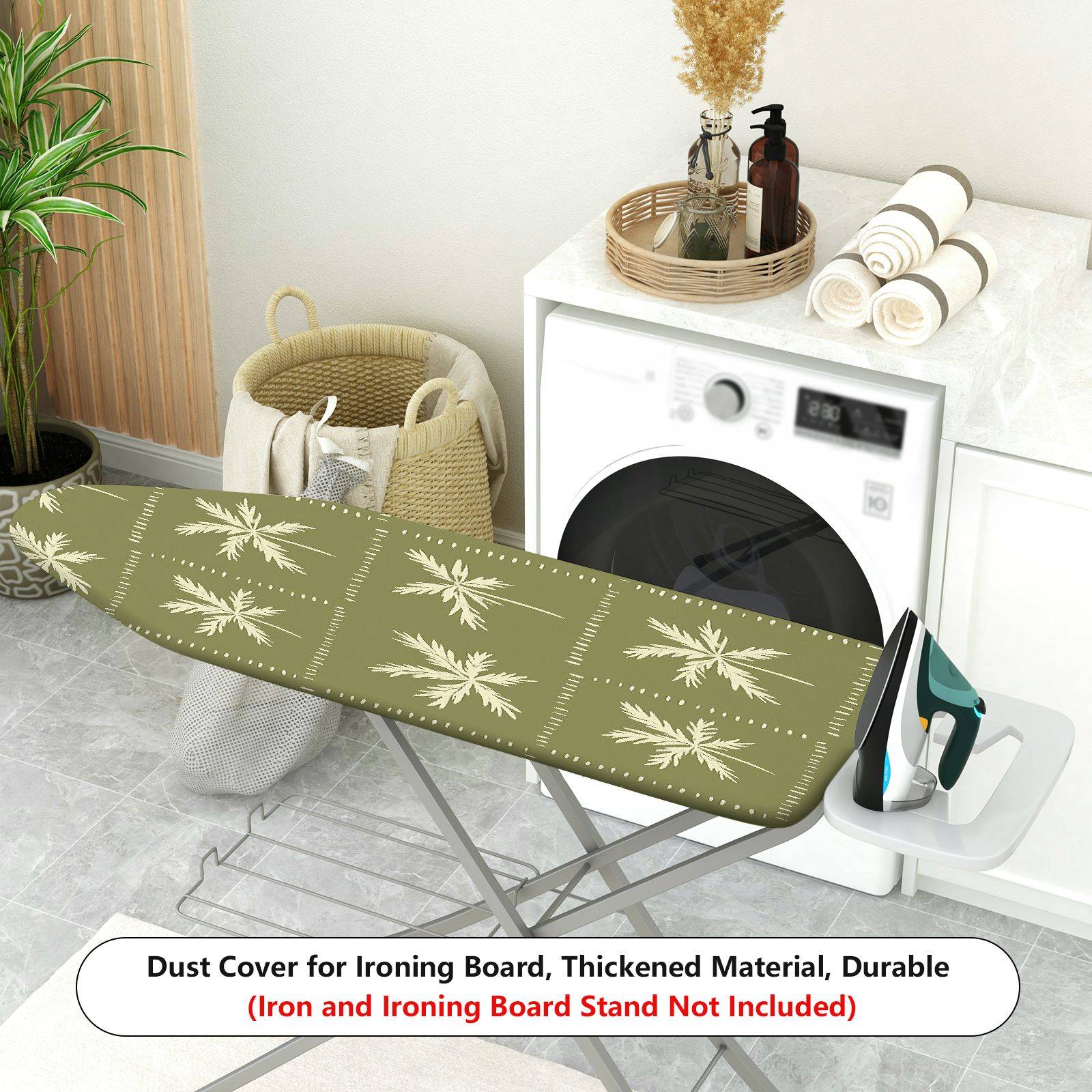 1-Piece Tropical Palm Leaf Green  Ironing Board Cover, Universal Size, Without Board