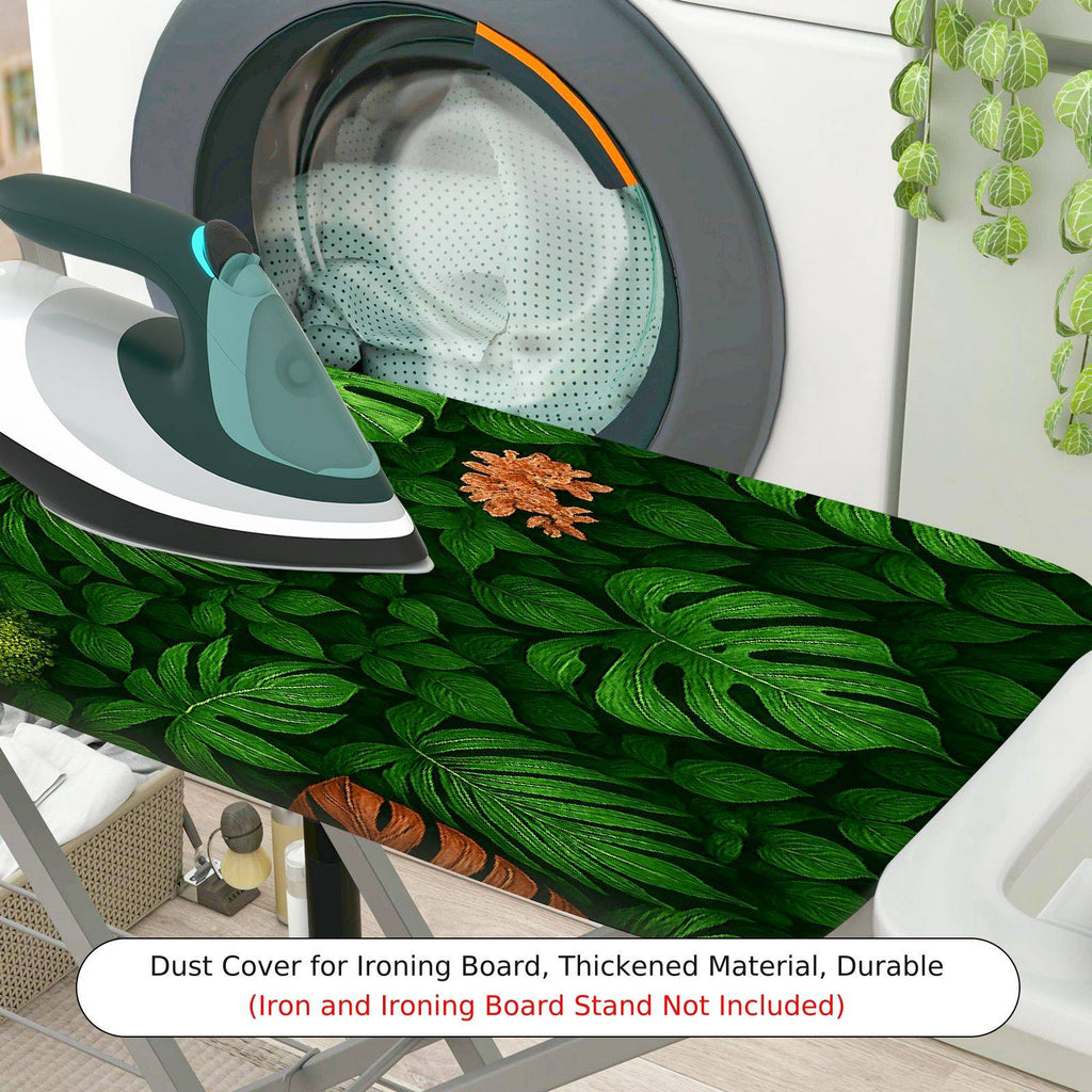 1-Piece Tropical Green Leaves Floral  Ironing Board Cover, Universal Size, Without Board
