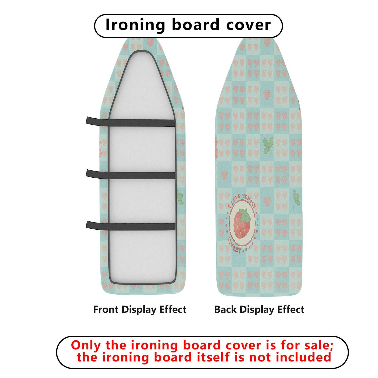 1-Piece Strawberry Heart Pattern Sweet  Ironing Board Cover, Universal Size, Without Board