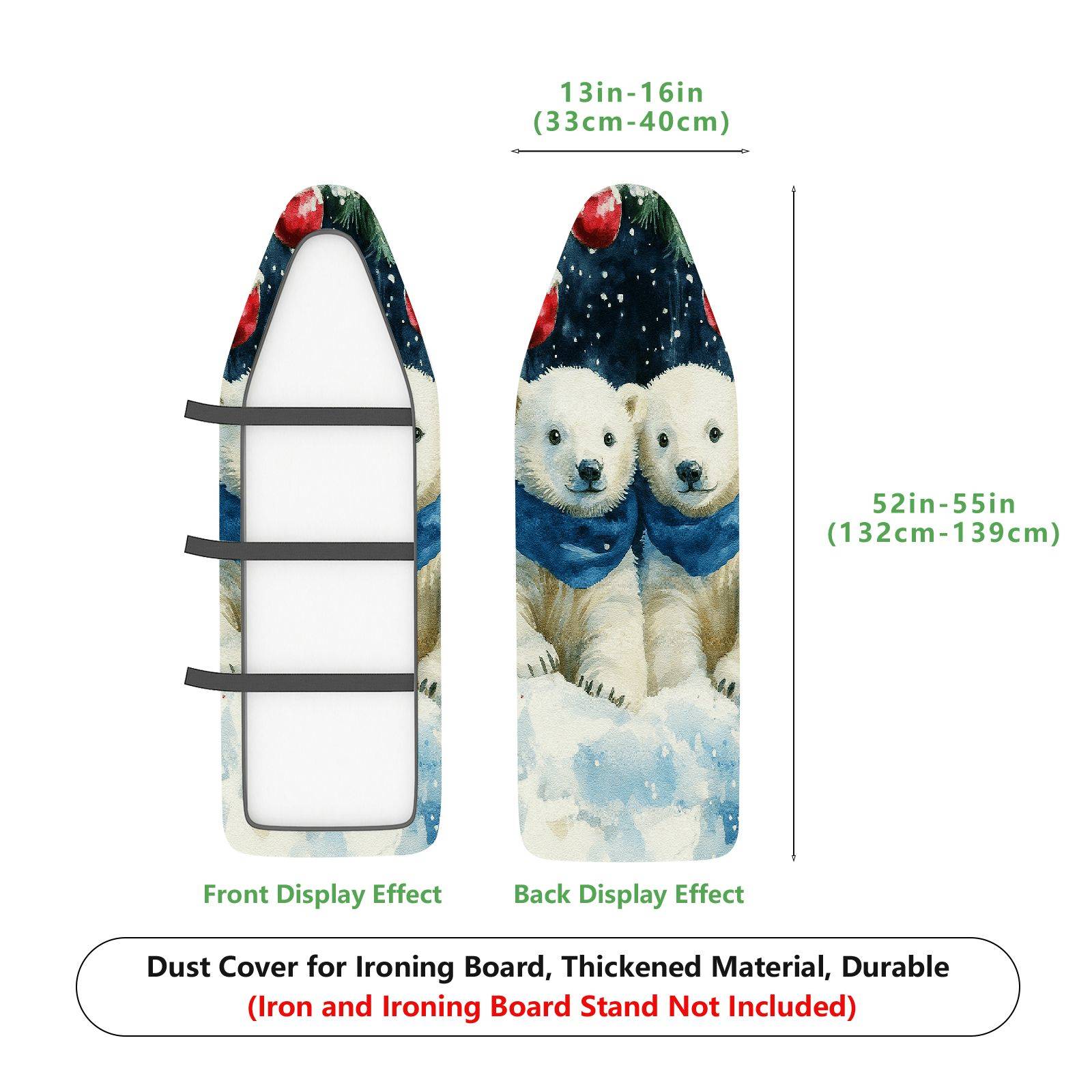 1-Piece Polar Bear Christmas Snow  Ironing Board Cover, Universal Size, Without Board