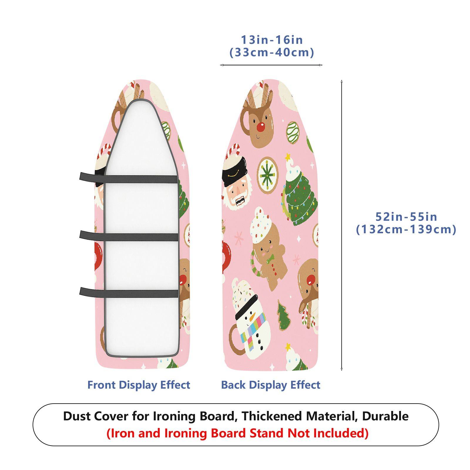 1-Piece Christmas Santa Gingerbread  Ironing Board Cover, Universal Size, Without Board