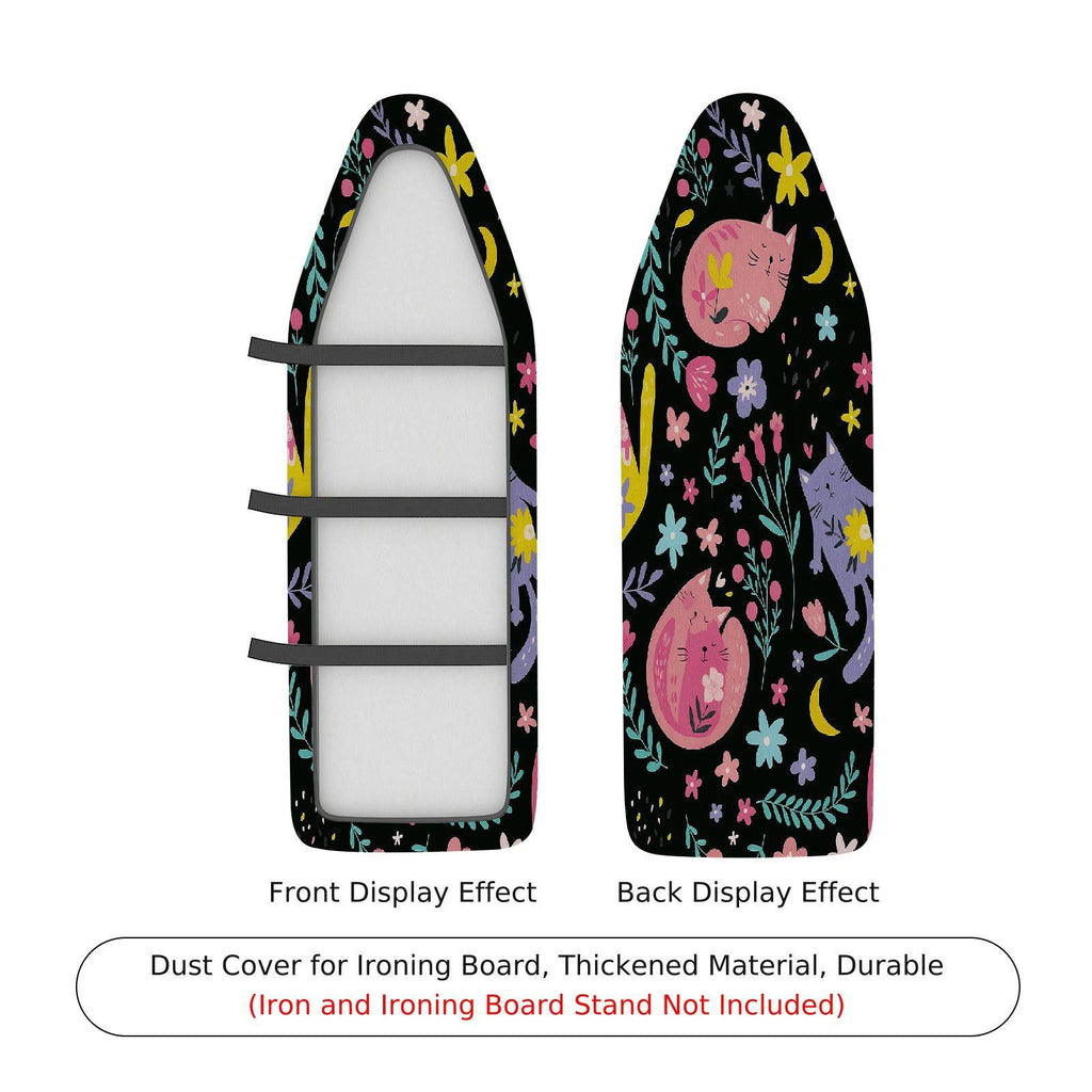 1-Piece Cat Floral Night  Ironing Board Cover, Universal Size, Without Board