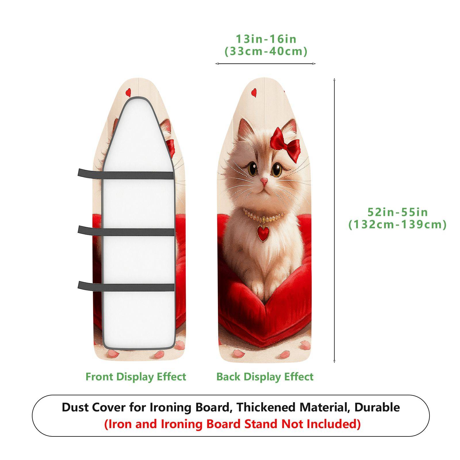 1-Piece Cute Cat Heart Valentine  Ironing Board Cover, Universal Size, Without Board