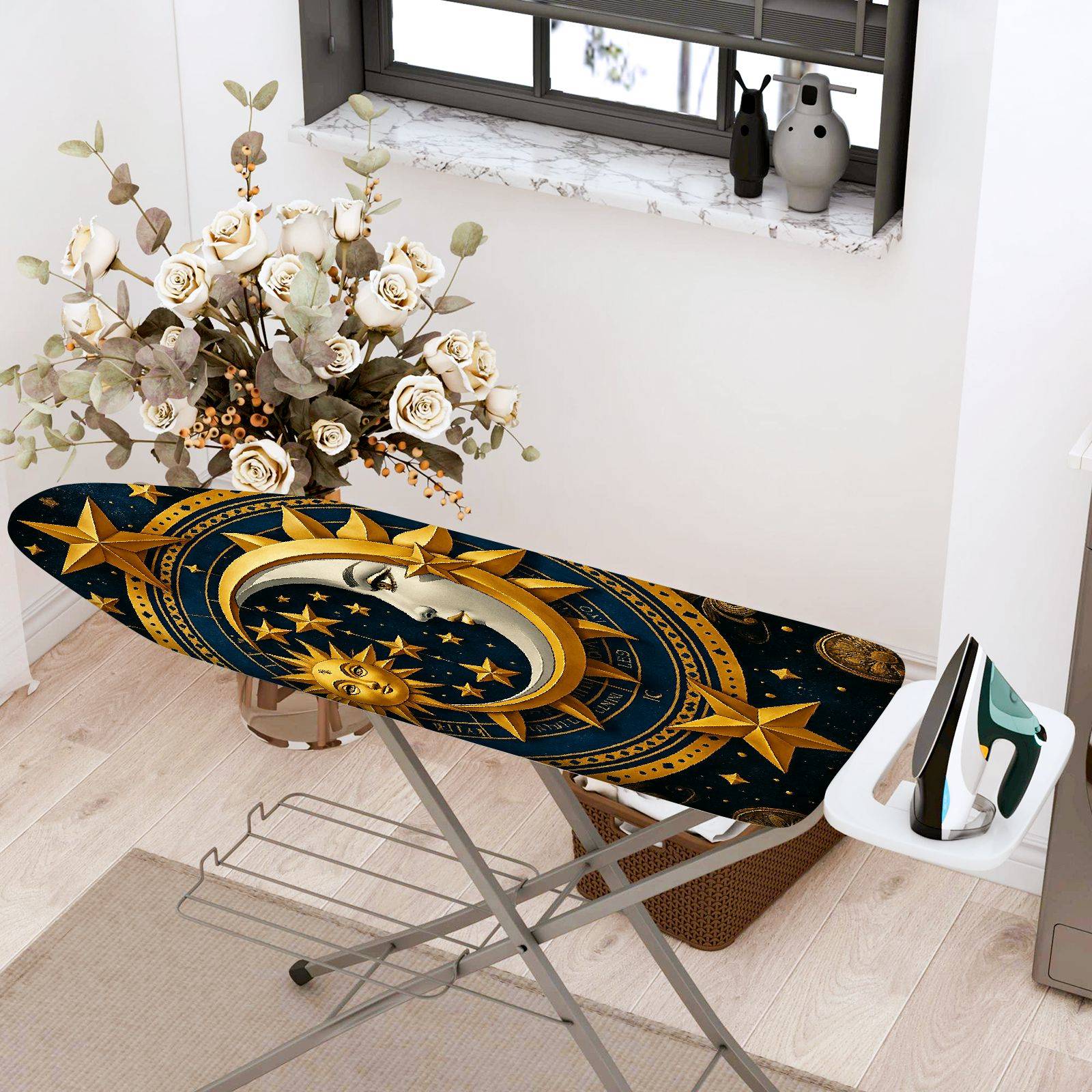 1-Piece Sun Moon Stars Celestial  Ironing Board Cover, Universal Size, Without Board