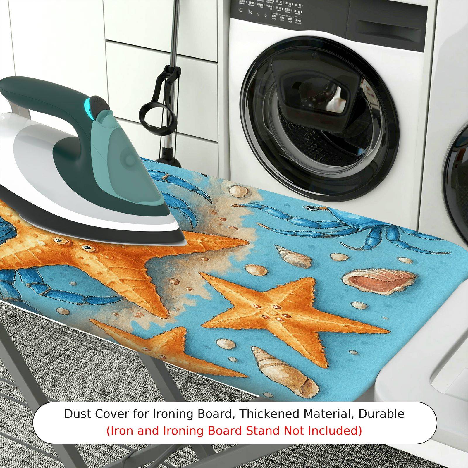 1-Piece Sea Crab Starfish Marine  Ironing Board Cover, Universal Size, Without Board