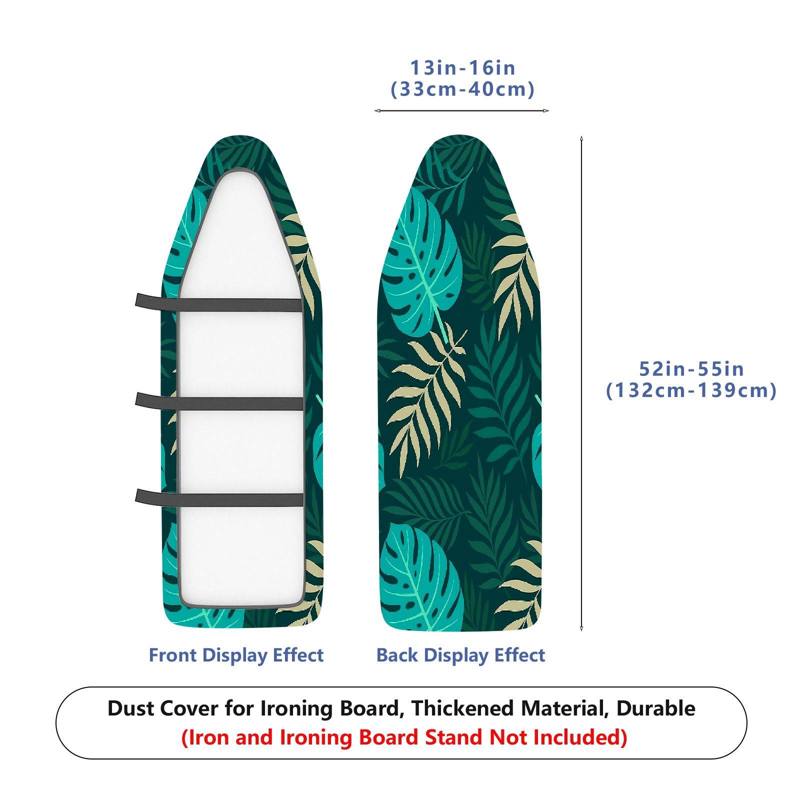 1-Piece Tropical Leaf Plant Pattern Green  Ironing Board Cover, Universal Size, Without Board