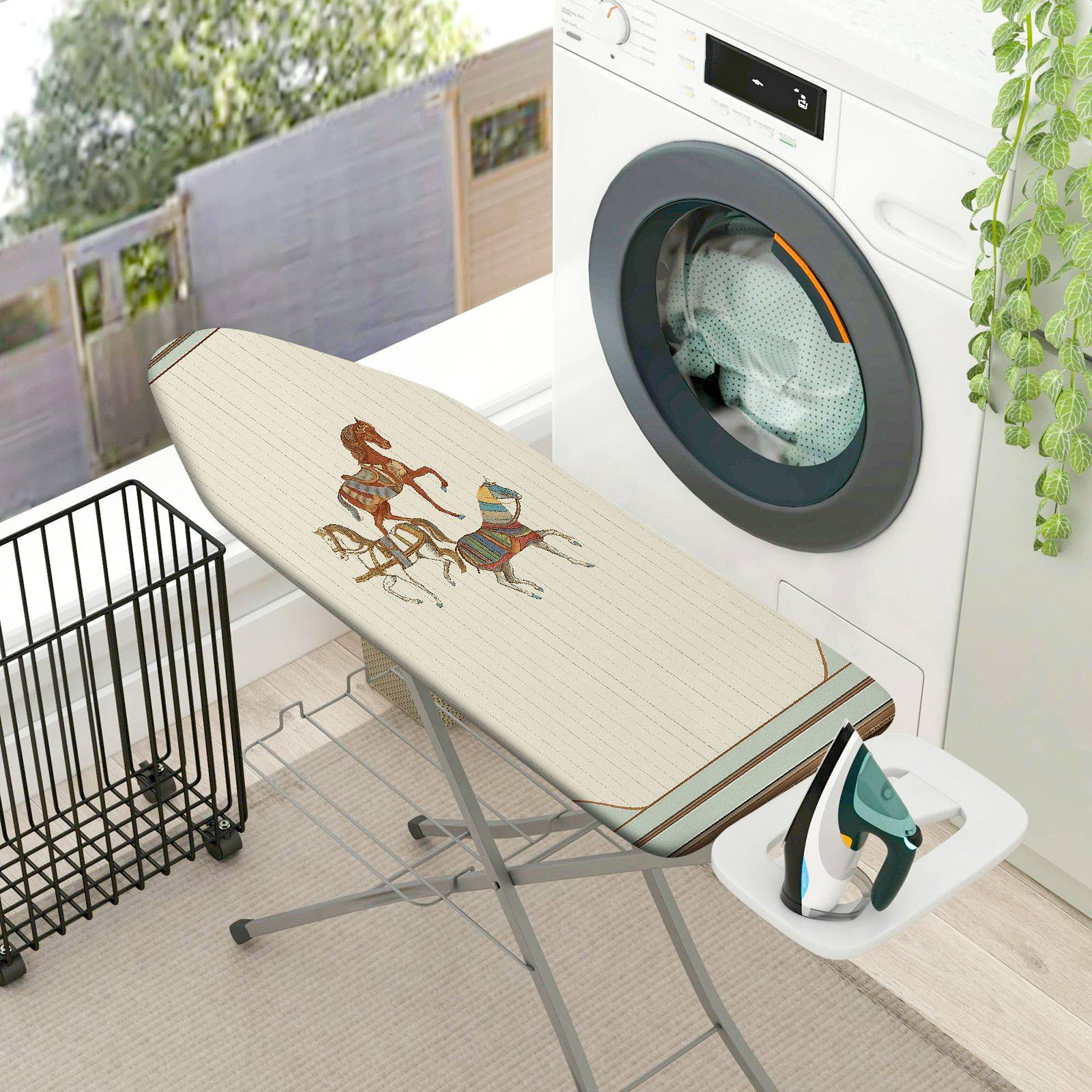 1-Piece Horse Vintage Striped  Ironing Board Cover, Universal Size, Without Board