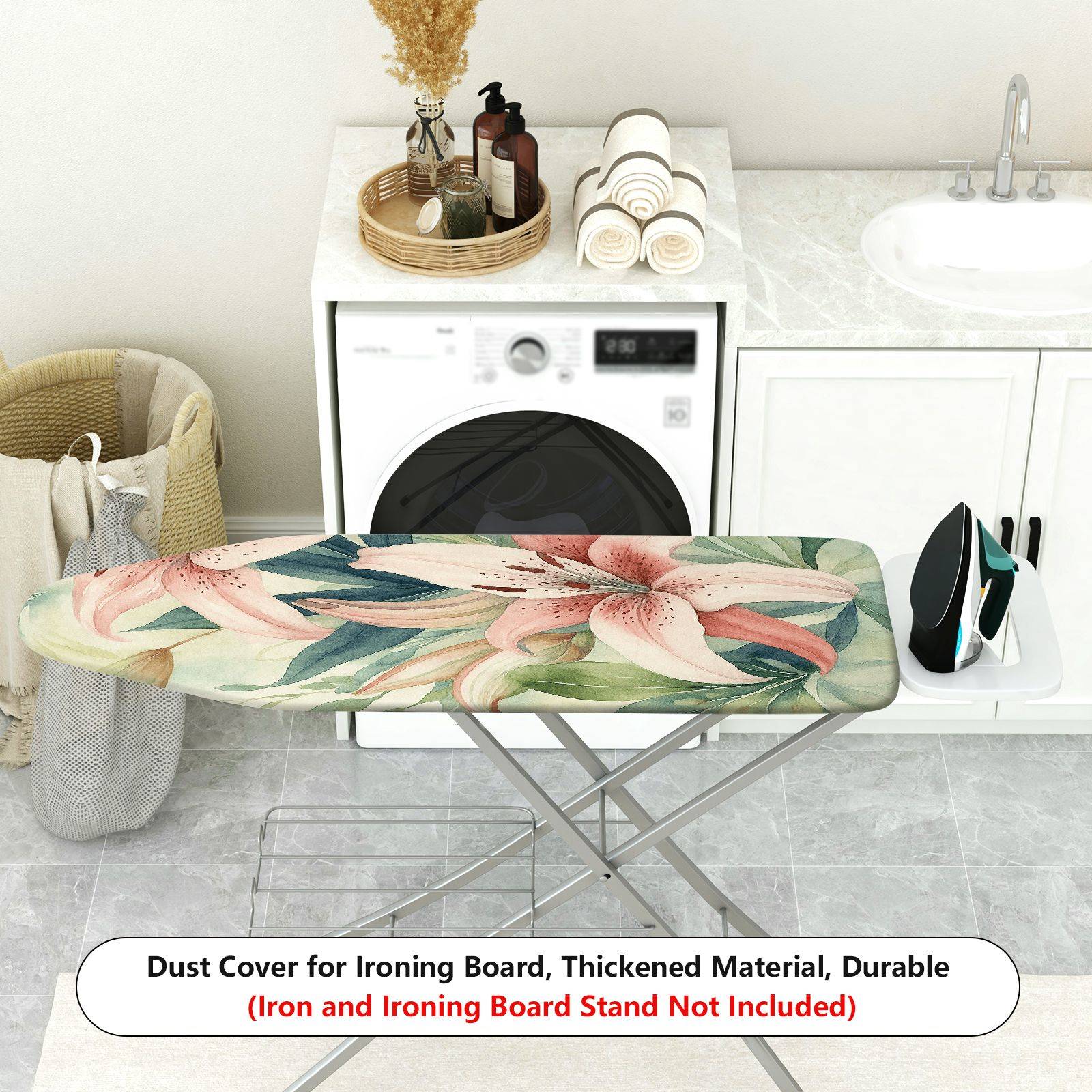 1-Piece Floral Pattern, Tropical Atmosphere, Elegant Design, Household  Ironing Board Cover, Universal Size, Without Board