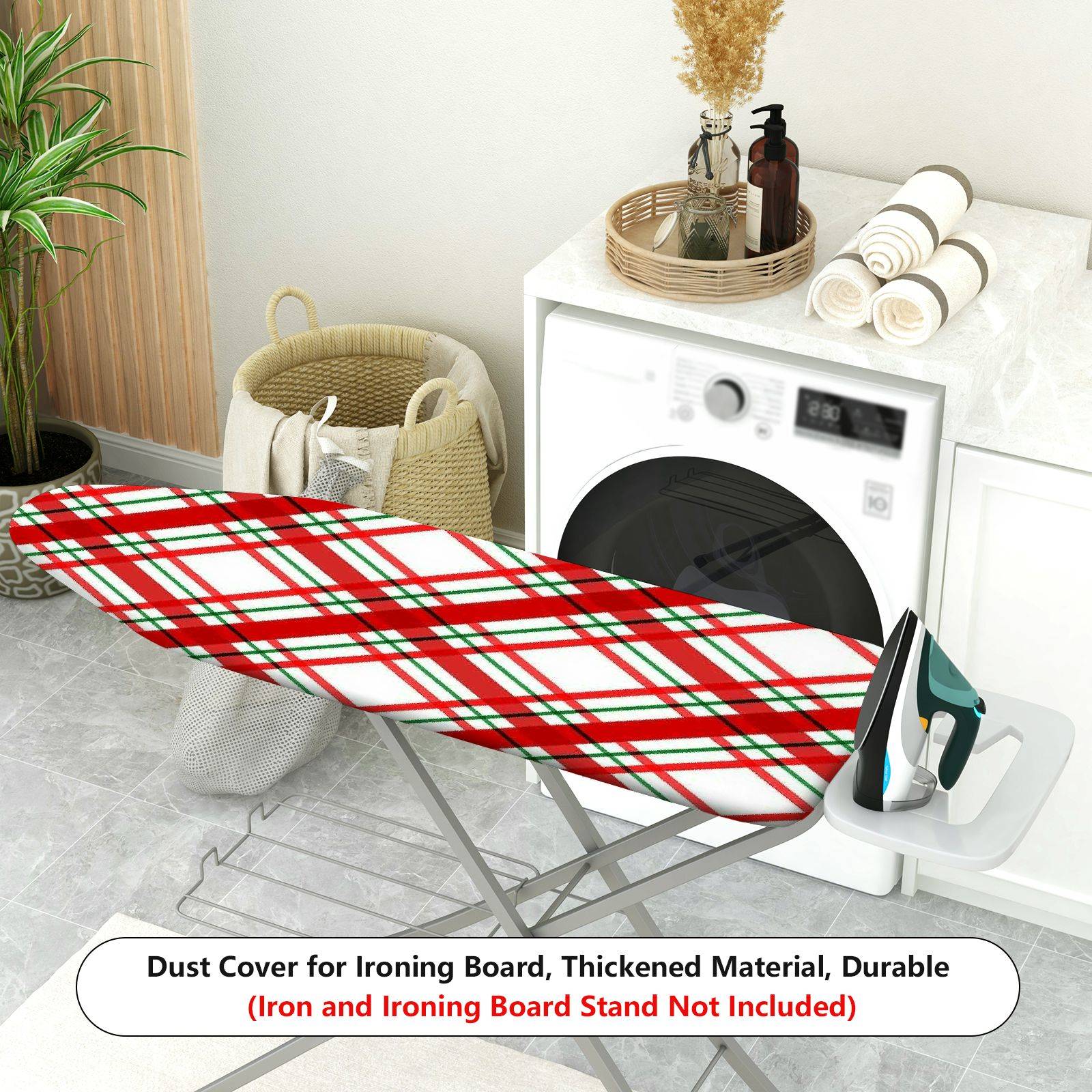 1-Piece Christmas Plaid Red  Ironing Board Cover, Universal Size, Without Board