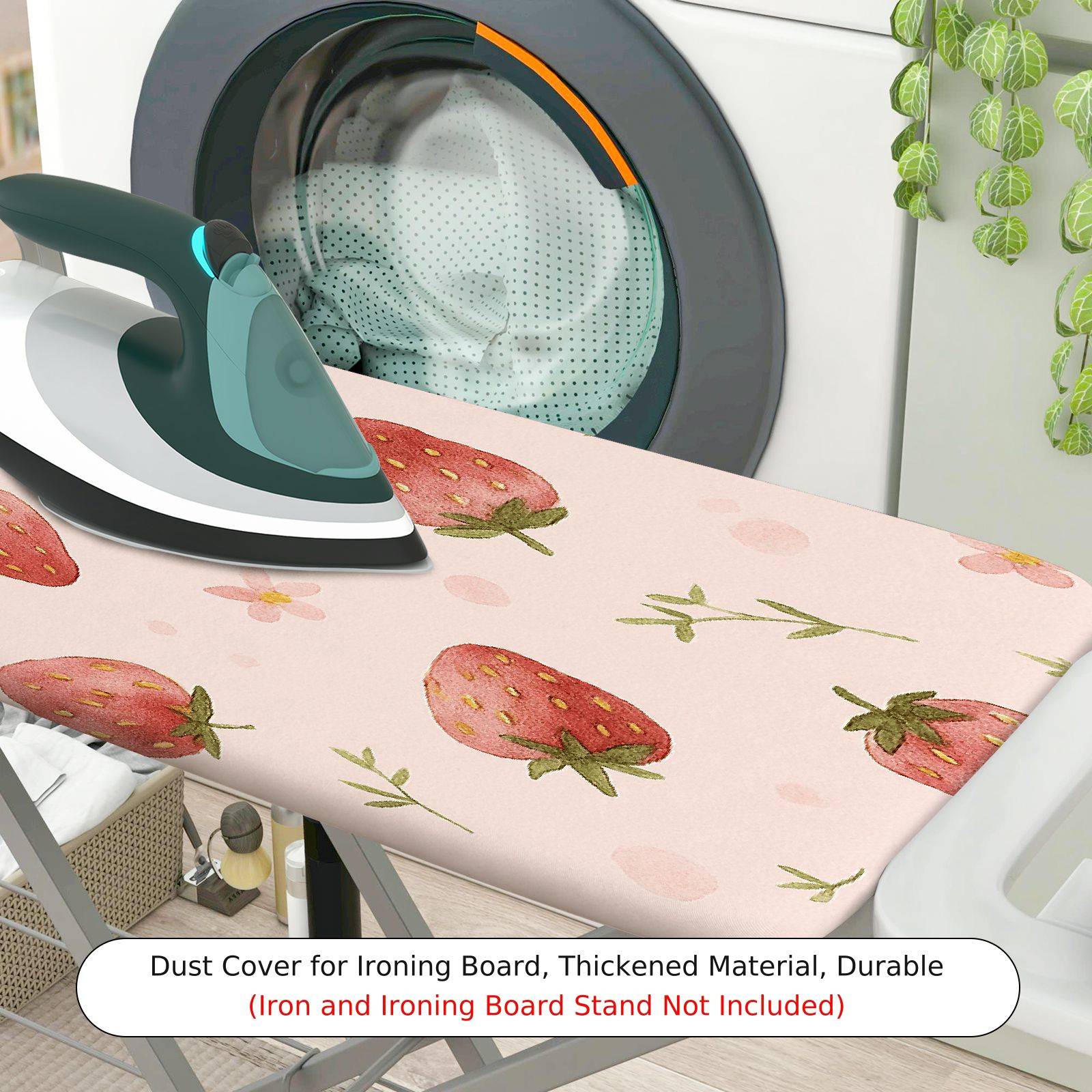 1-Piece Strawberry Floral Pattern  Ironing Board Cover, Universal Size, Without Board