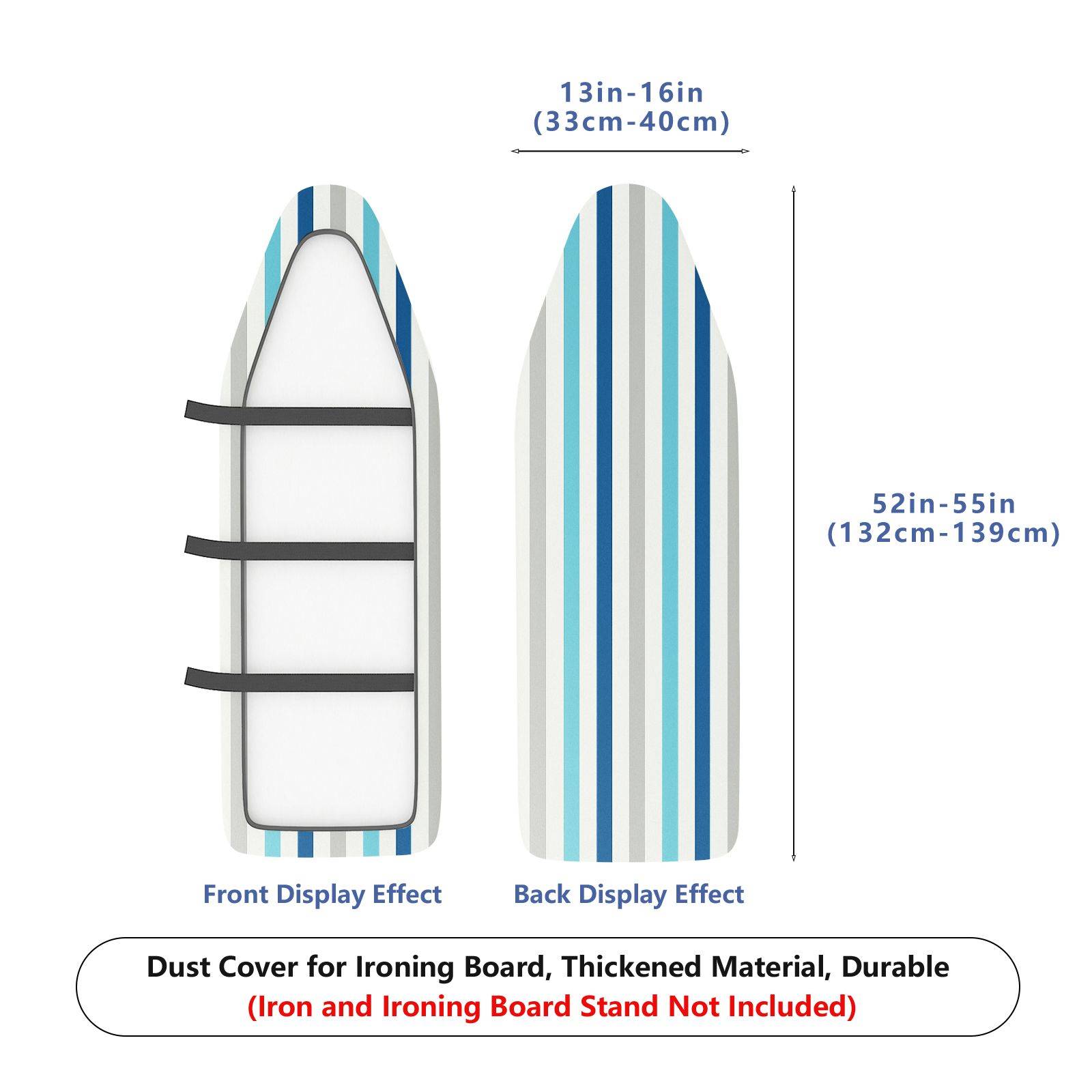 1-Piece Striped Pattern Blue Gray Modern  Ironing Board Cover, Universal Size, Without Board