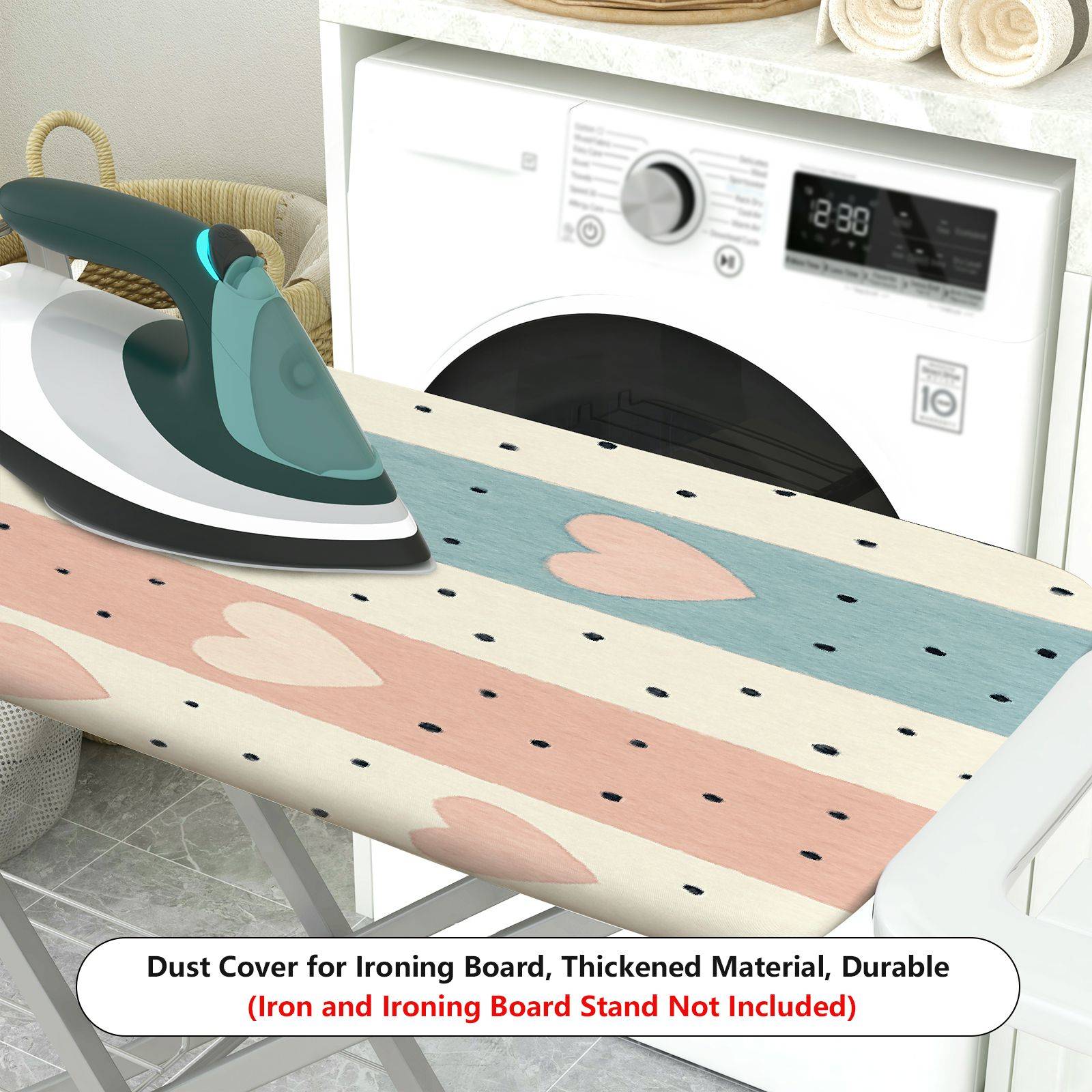 1-Piece Heart Striped Pattern Multicolor  Ironing Board Cover, Universal Size, Without Board