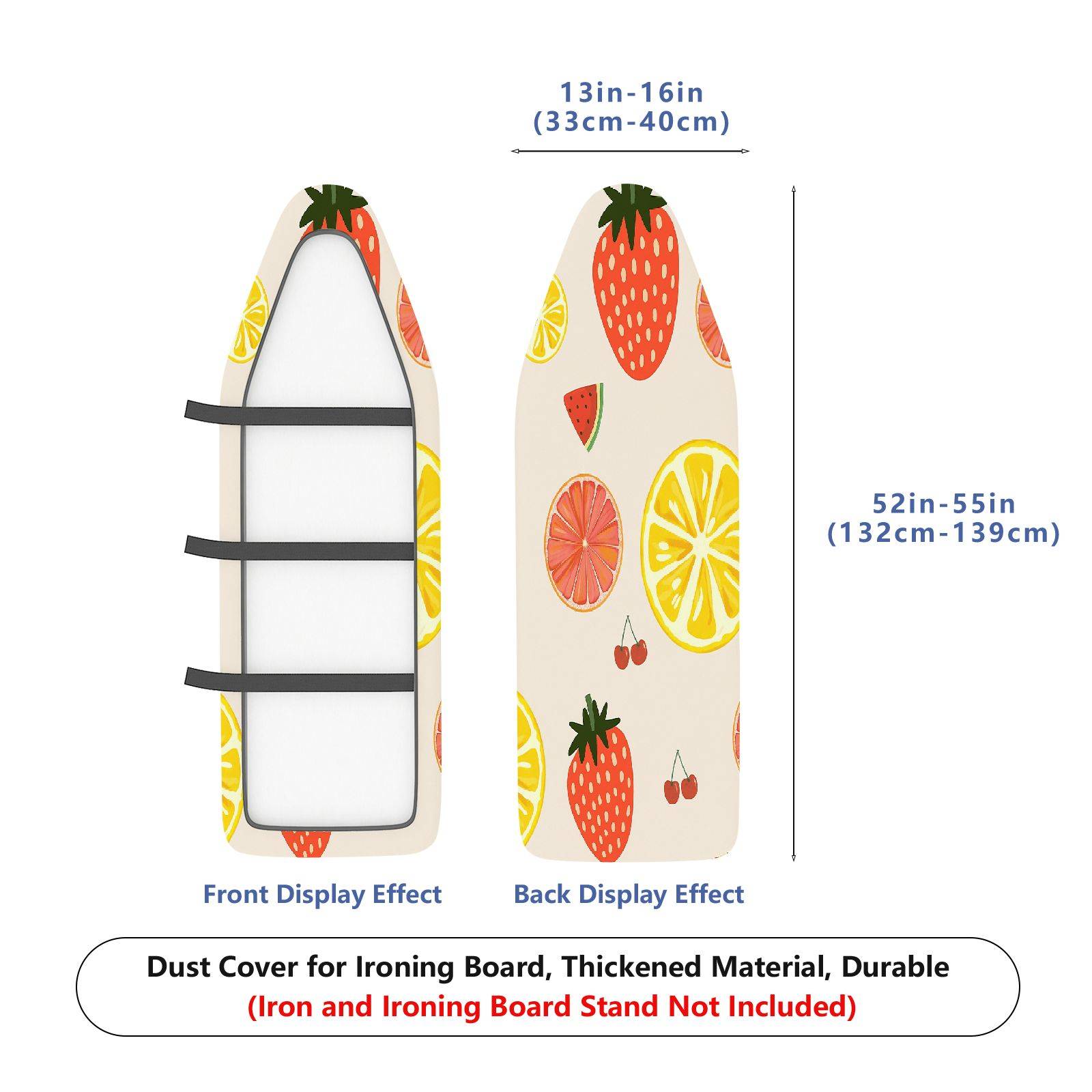 1-Piece Fruits Strawberry Lemon Cherry  Ironing Board Cover, Universal Size, Without Board