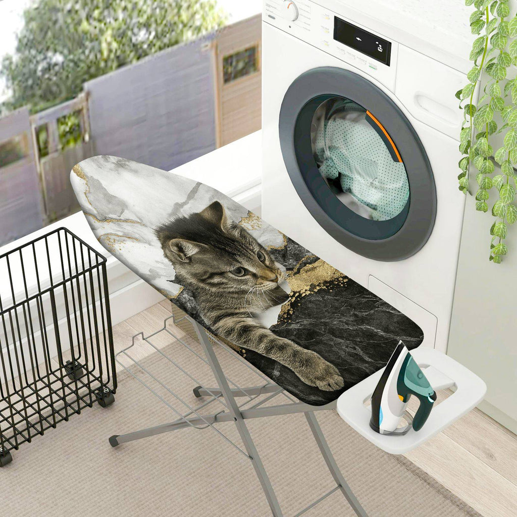 1-Piece Cat Marble Gold  Ironing Board Cover, Universal Size, Without Board