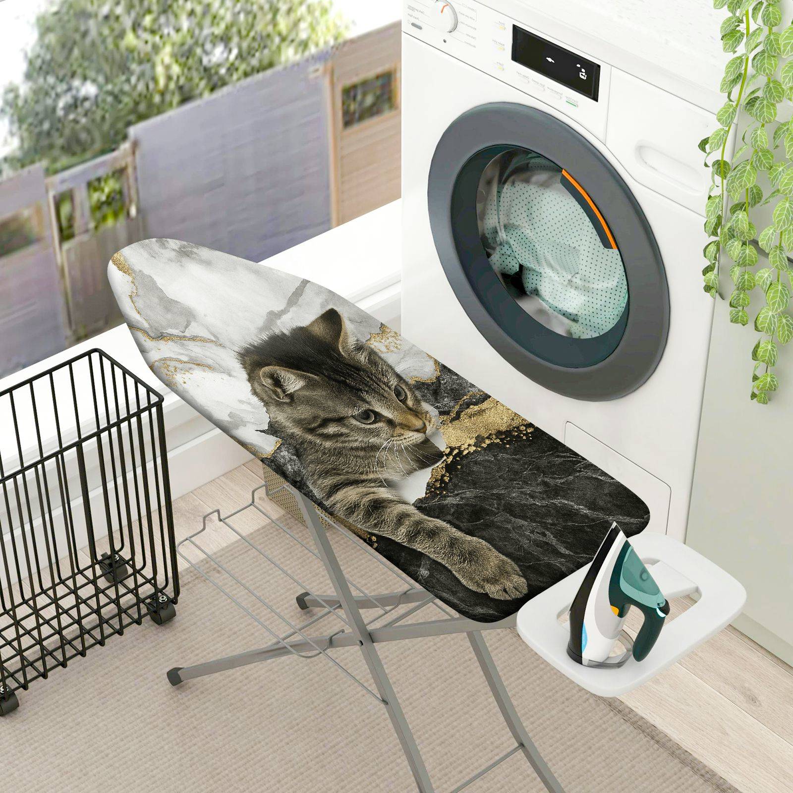 1-Piece Cat Marble Gold  Ironing Board Cover, Universal Size, Without Board