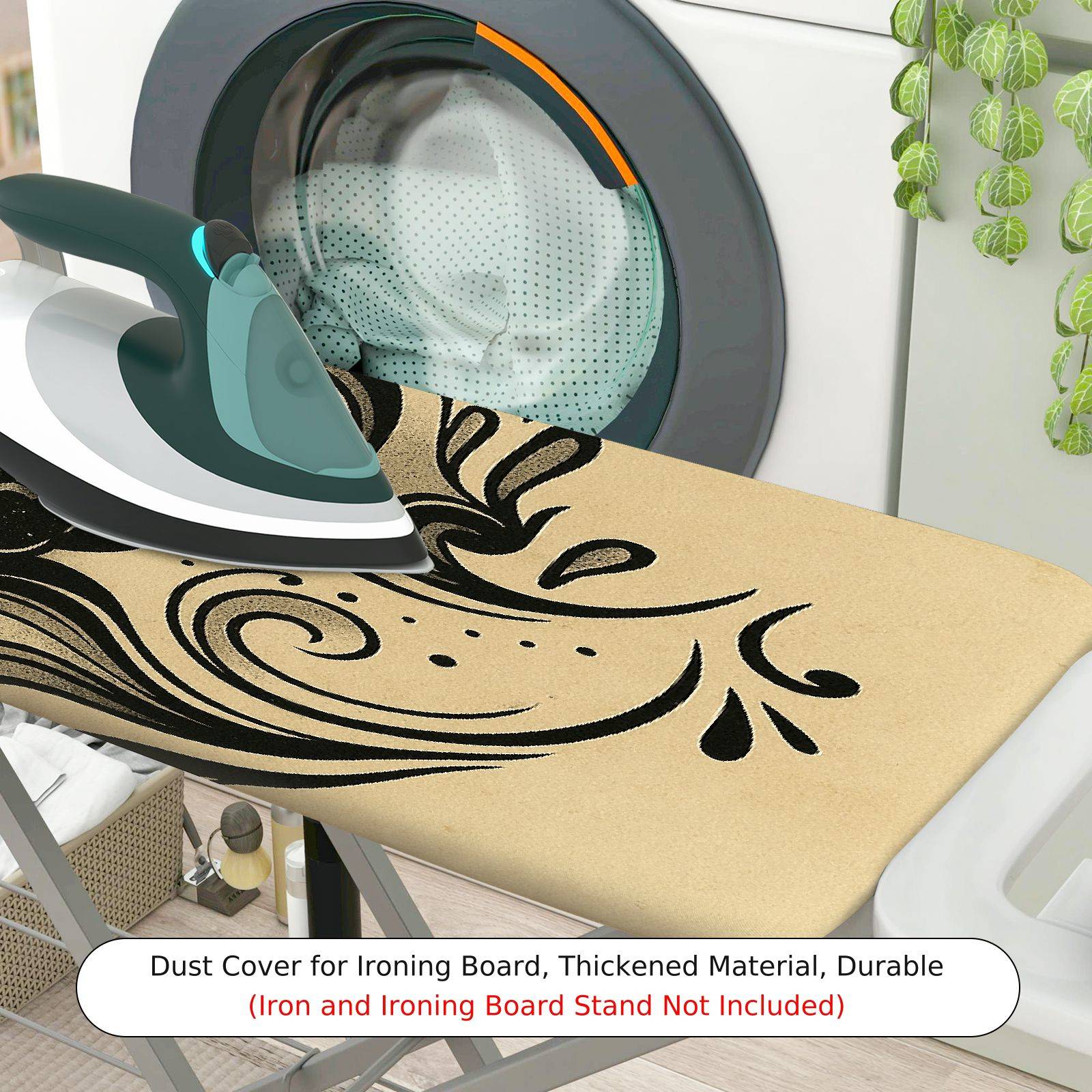 1-Piece Black Cat Abstract Artistic  Ironing Board Cover, Universal Size, Without Board