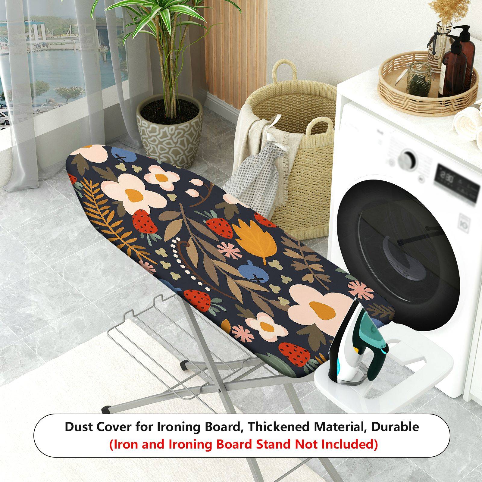 1-Piece Floral Pattern Strawberry Leaf  Ironing Board Cover, Universal Size, Without Board