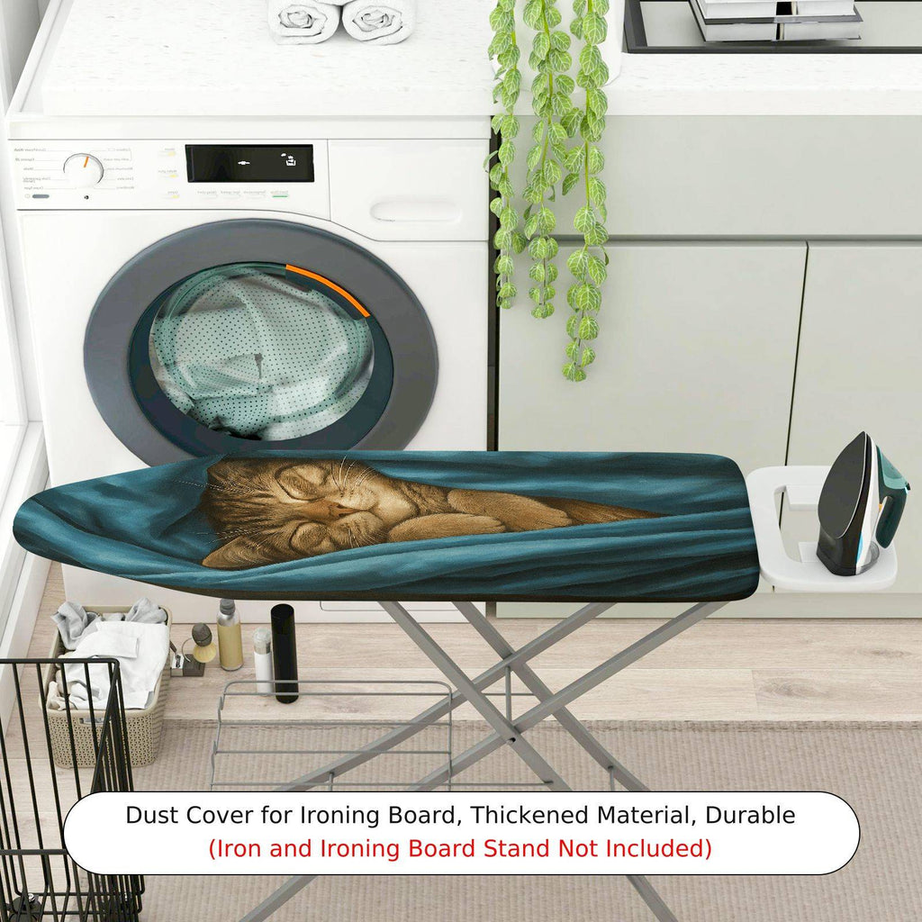 1-Piece Sleeping Cat Cozy Blue  Ironing Board Cover, Universal Size, Without Board
