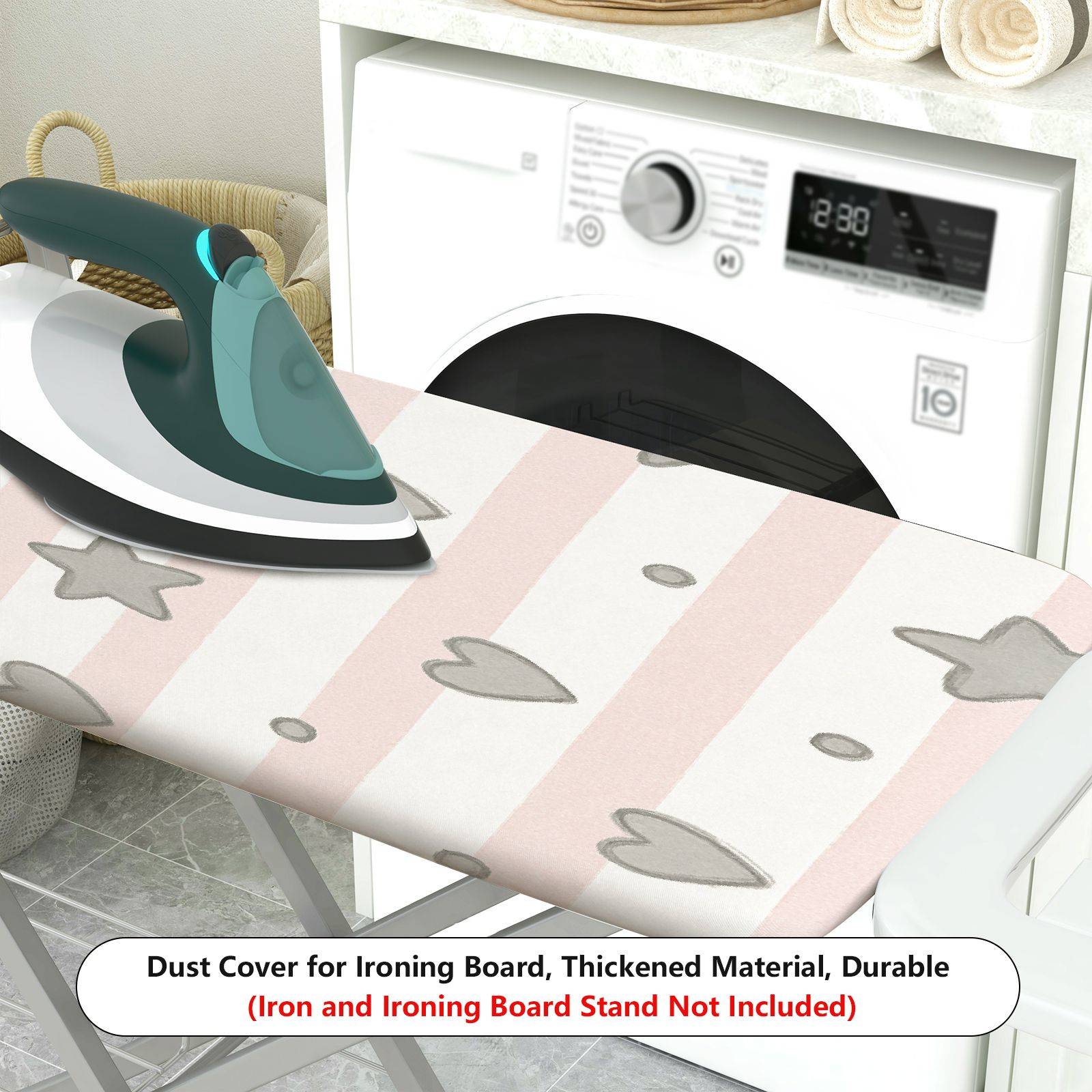 1-Piece Stripes Stars Hearts  Ironing Board Cover, Universal Size, Without Board