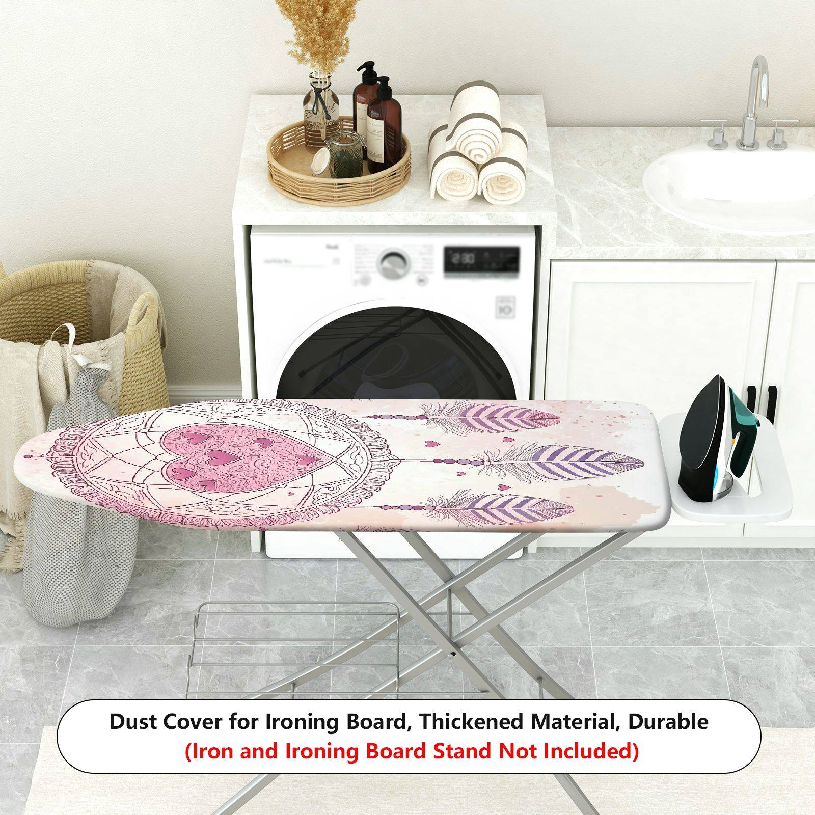 1-Piece Dreamcatcher Heart Feather  Ironing Board Cover, Universal Size, Without Board
