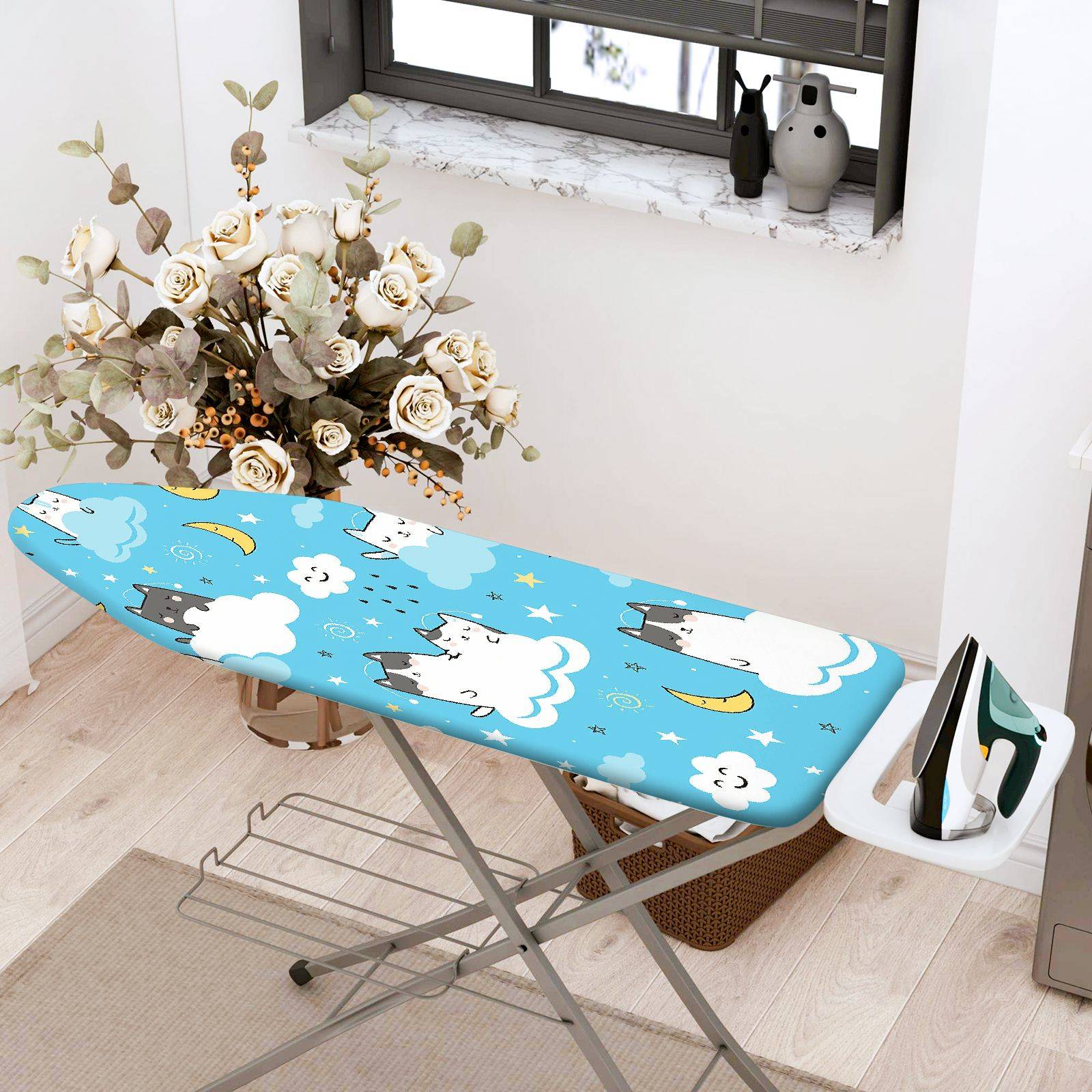 1-Piece Sheep Moon Stars  Ironing Board Cover, Universal Size, Without Board