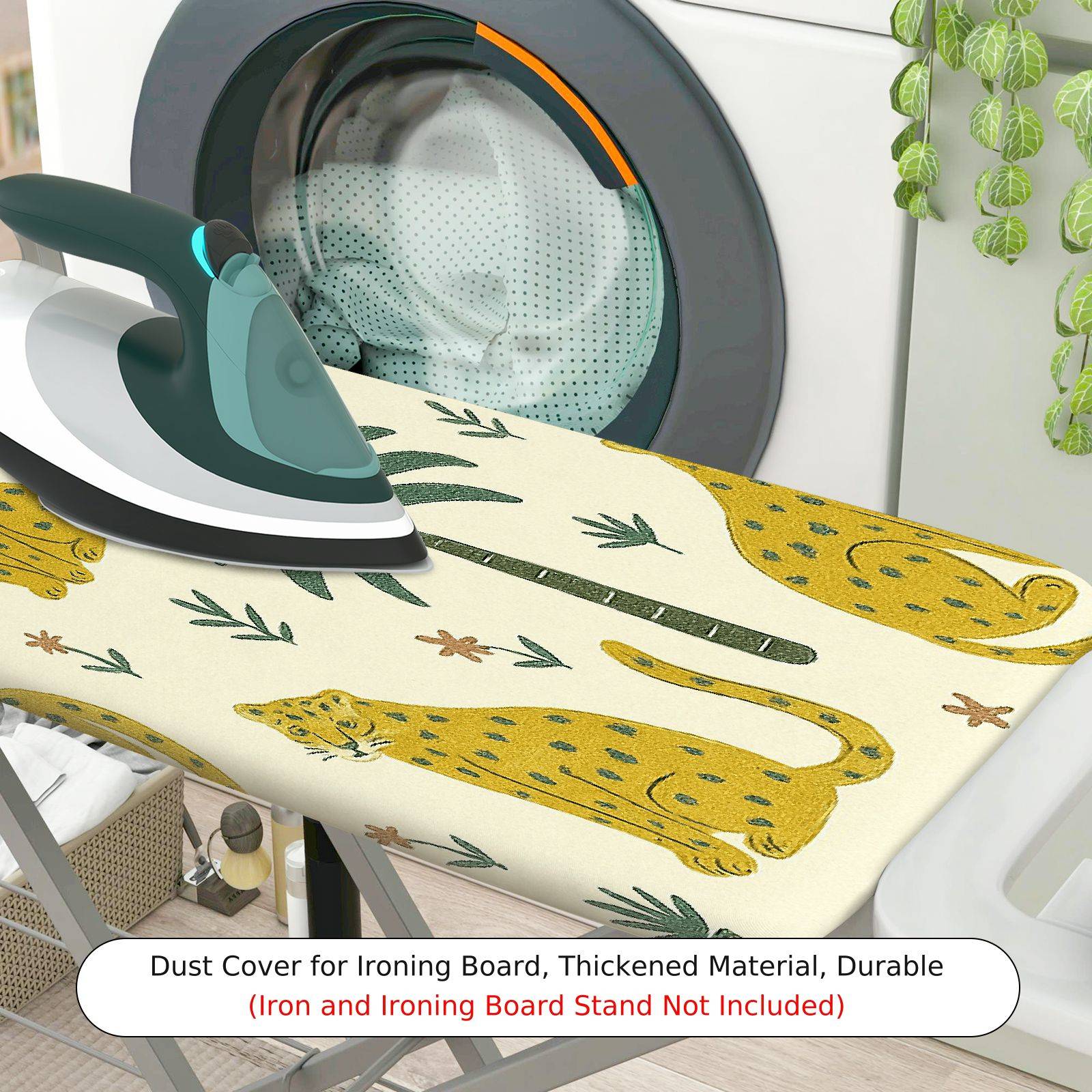 1-Piece Tropical Jungle Animal Leopard  Ironing Board Cover, Universal Size, Without Board
