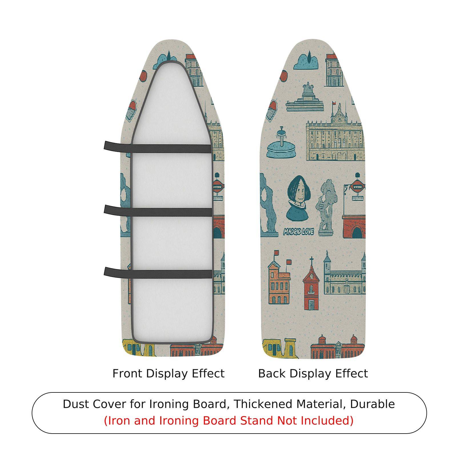 1-Piece Retro Vintage Architecture  Ironing Board Cover, Universal Size, Without Board