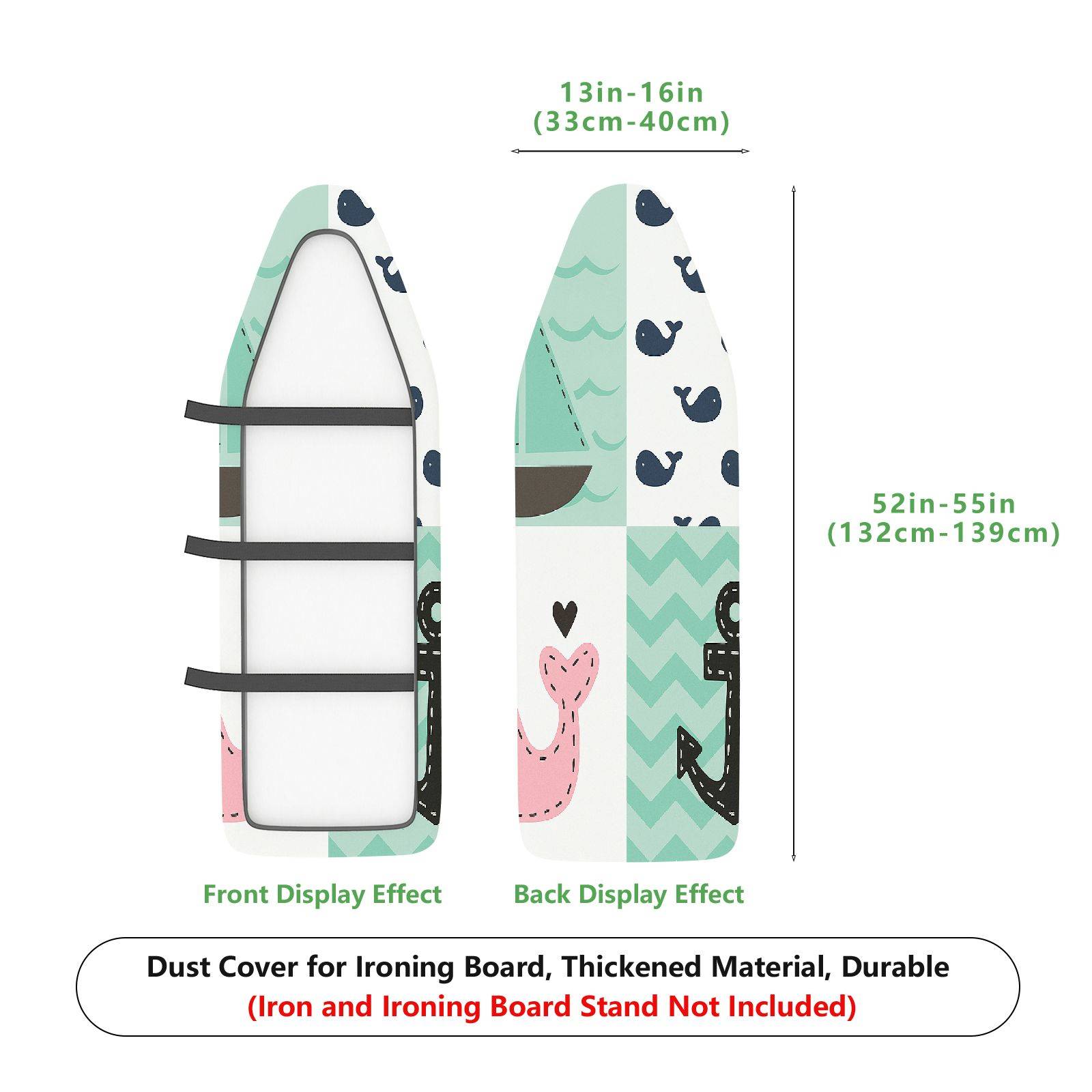1-Piece Nautical Animal Patterns Anchor  Ironing Board Cover, Universal Size, Without Board