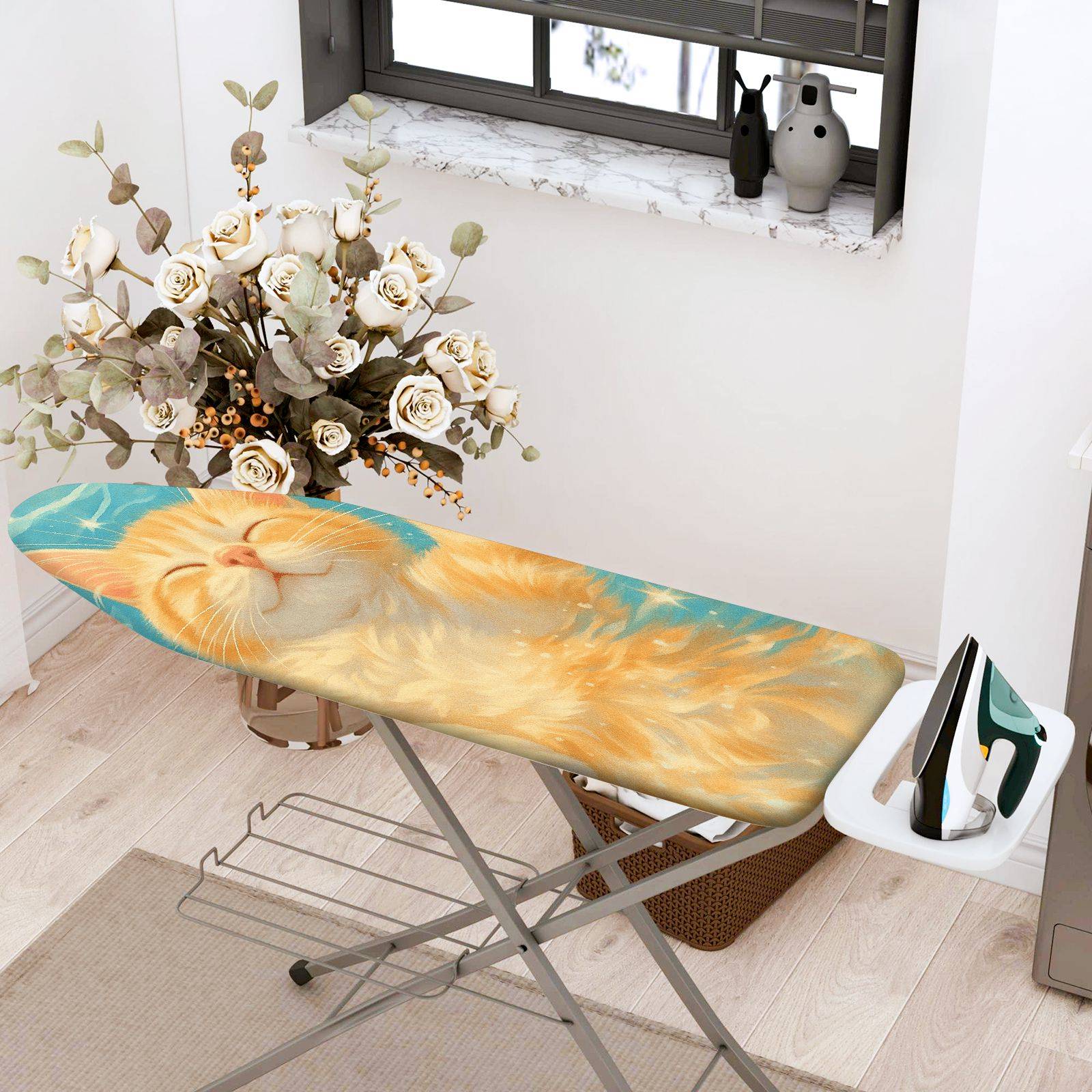 1-Piece Cat Cozy Relax  Ironing Board Cover, Universal Size, Without Board