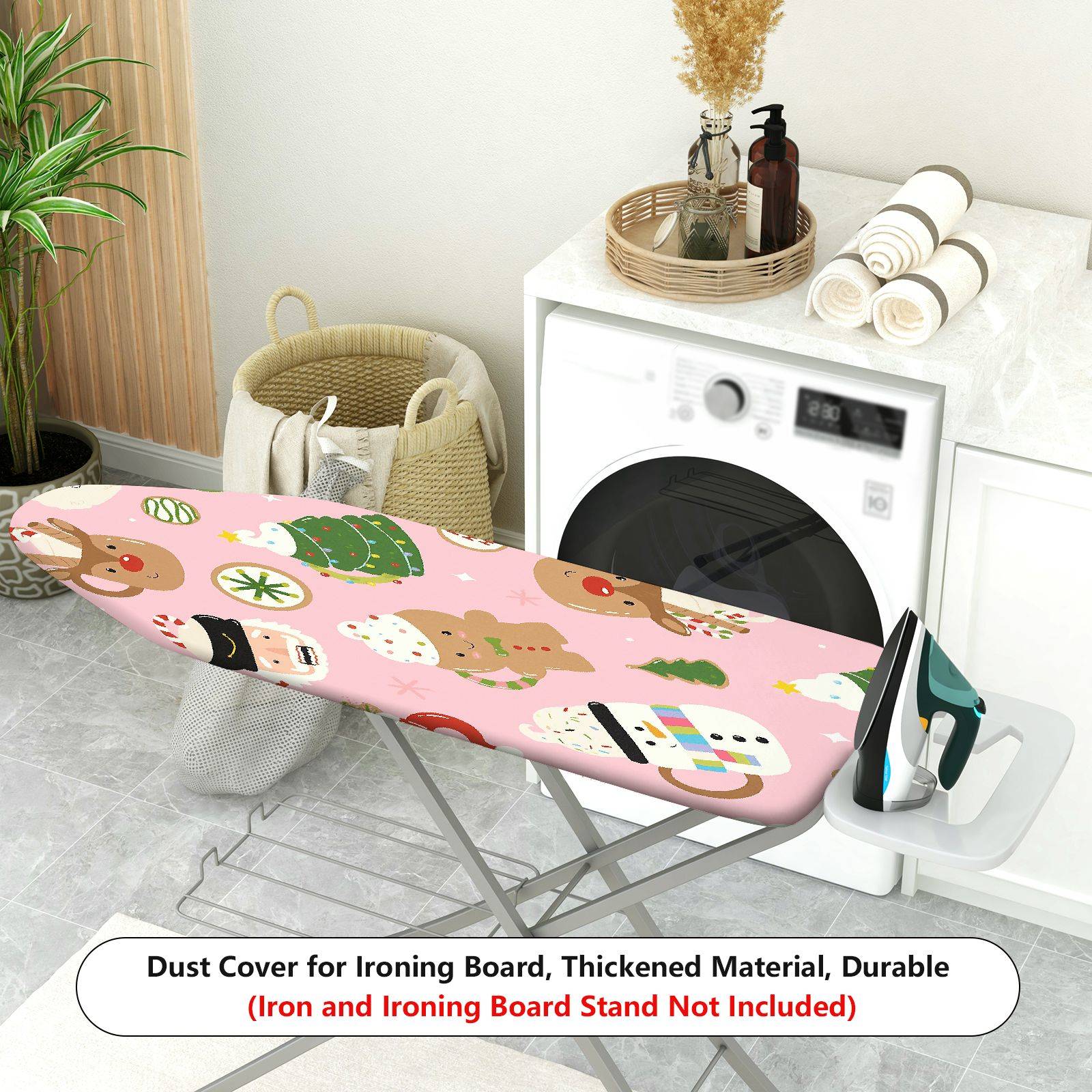 1-Piece Christmas Santa Gingerbread  Ironing Board Cover, Universal Size, Without Board