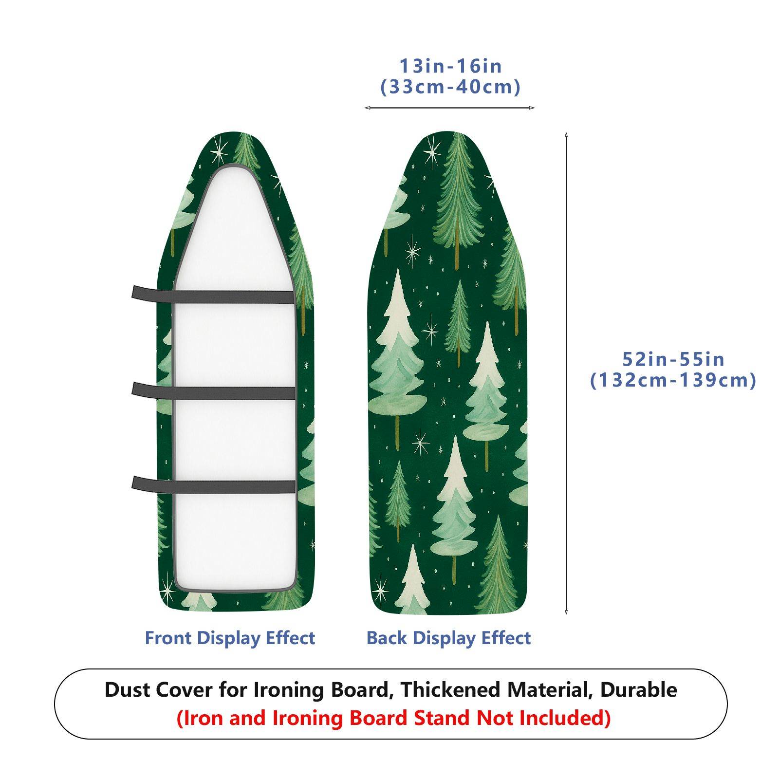 1-Piece Christmas Trees Green Stars  Ironing Board Cover, Universal Size, Without Board