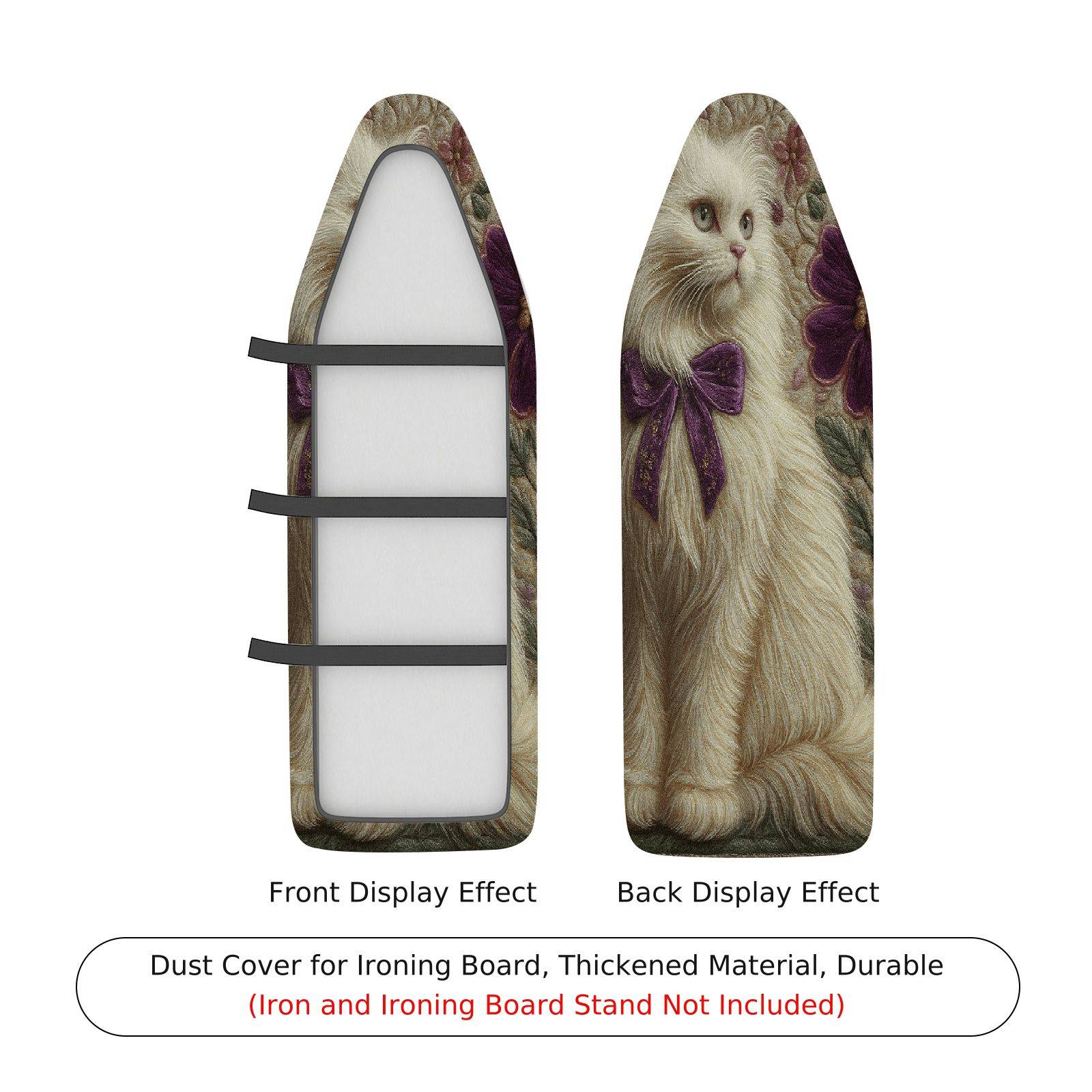 1-Piece Cat Floral Bow  Ironing Board Cover, Universal Size, Without Board