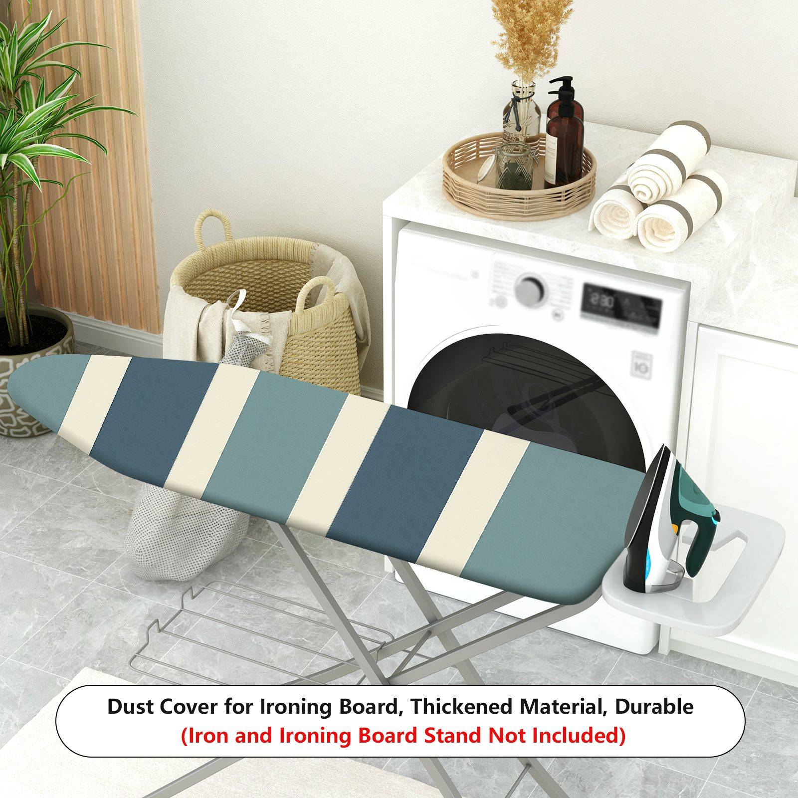 1-Piece Striped Pattern Blue Grey  Ironing Board Cover, Universal Size, Without Board