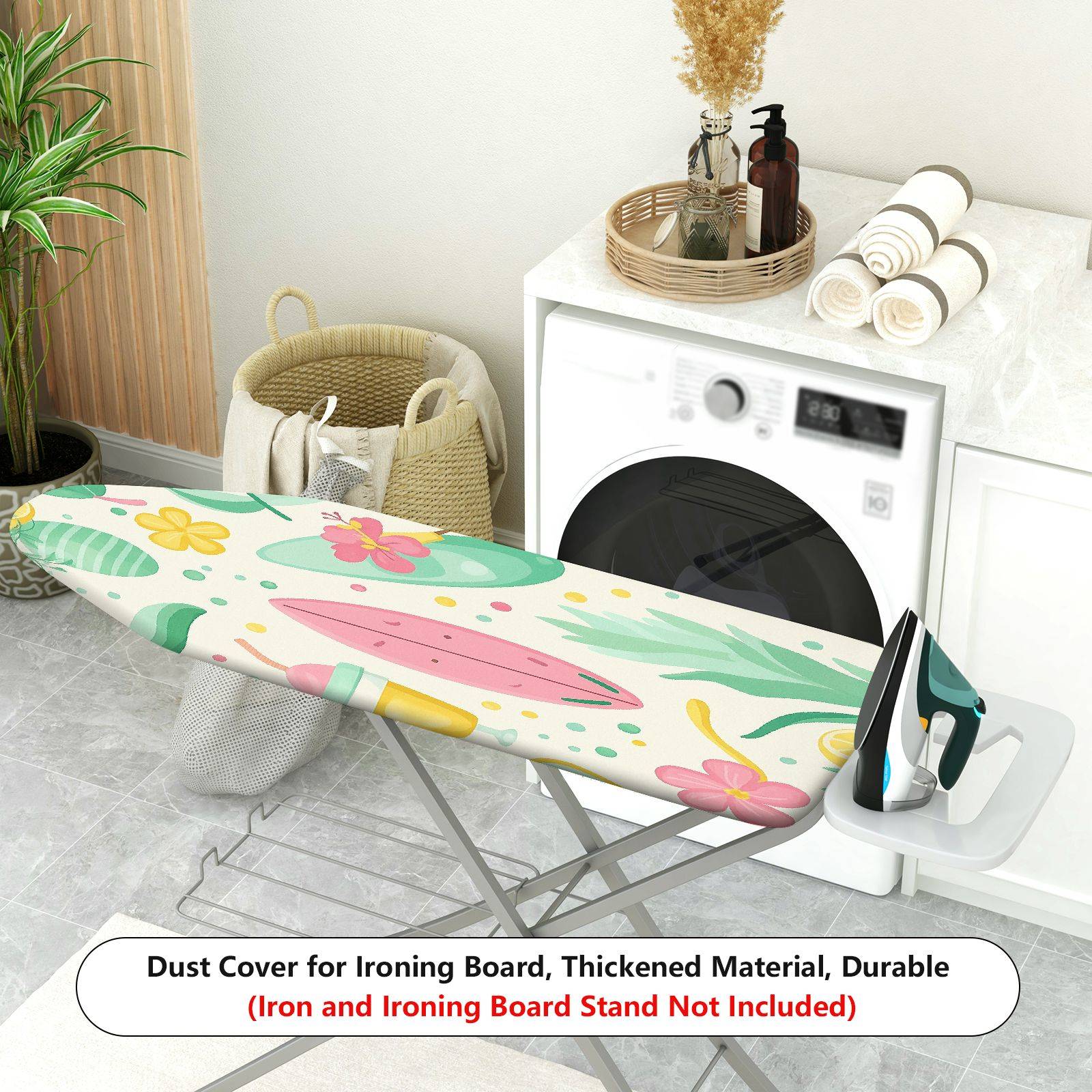 1-Piece Tropical Floral Surf  Ironing Board Cover, Universal Size, Without Board