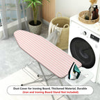 1-Piece Striped Pink White Pastel  Ironing Board Cover, Universal Size, Without Board