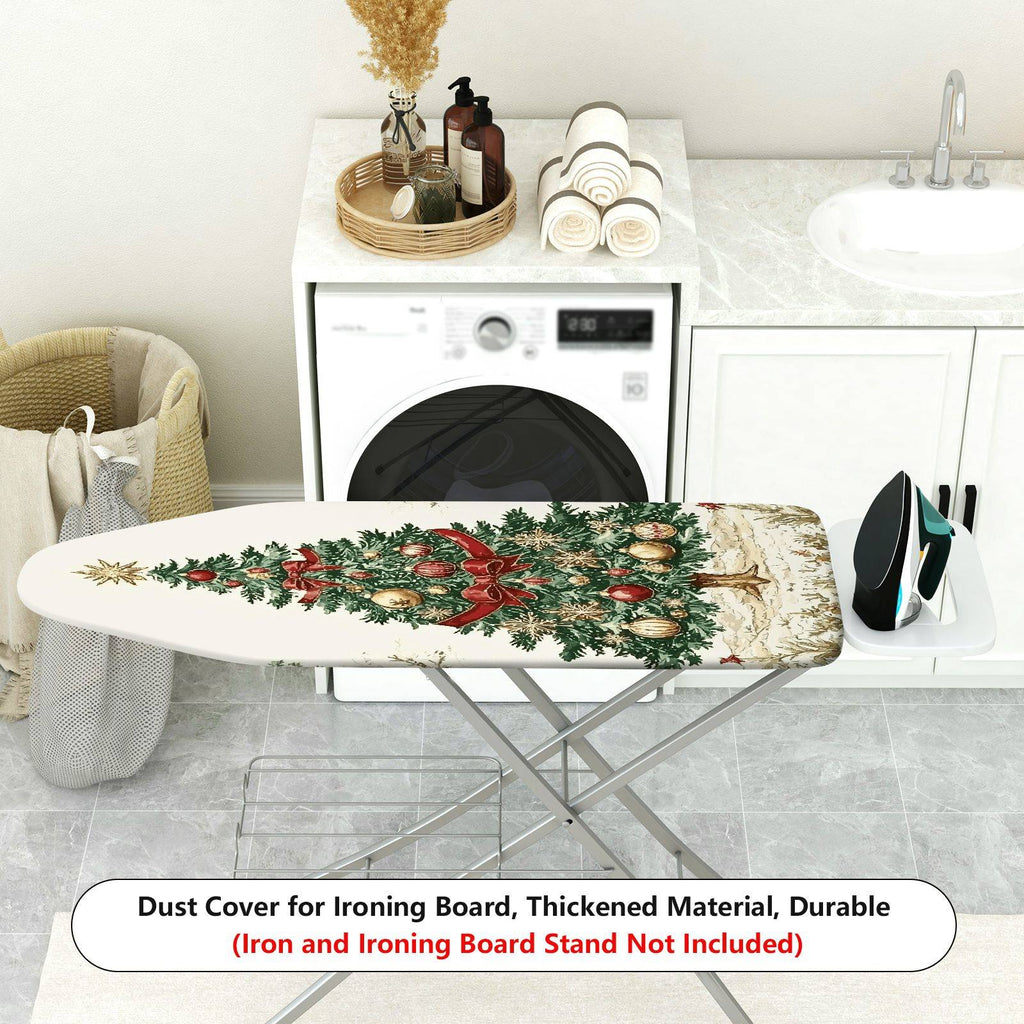 1-Piece Christmas Tree Red Bow Green Ornament  Ironing Board Cover, Universal Size, Without Board