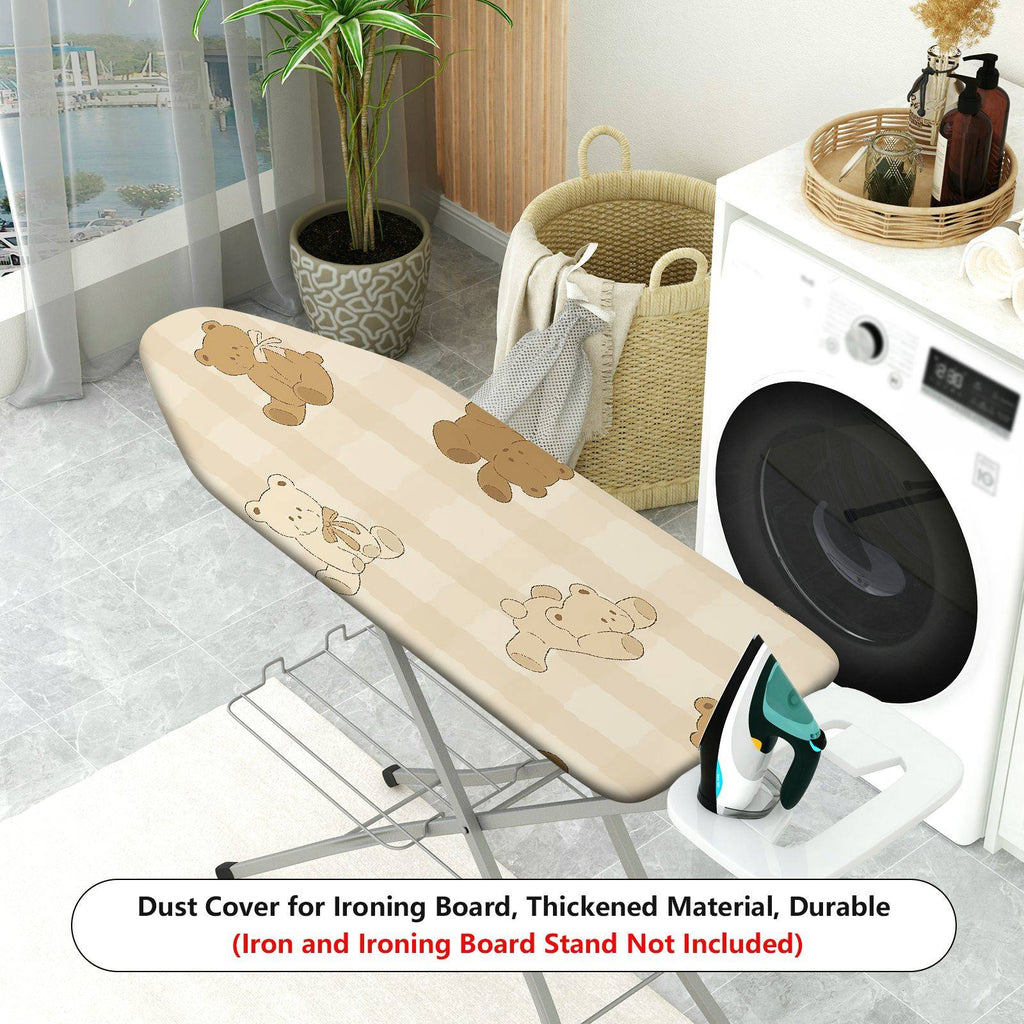 1-Piece Cute Bear Beige Striped  Ironing Board Cover, Universal Size, Without Board