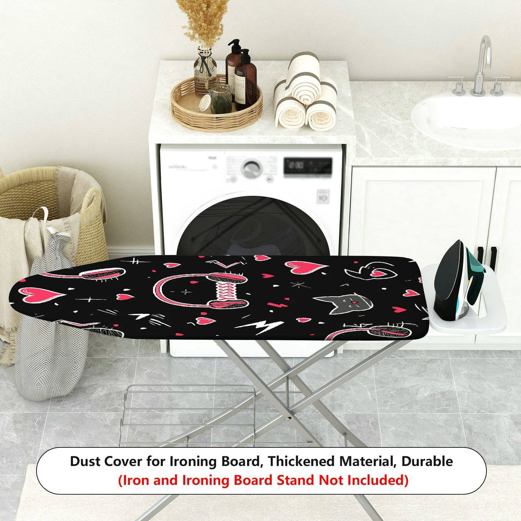 1-Piece Cat Headphones Hearts  Ironing Board Cover, Universal Size, Without Board