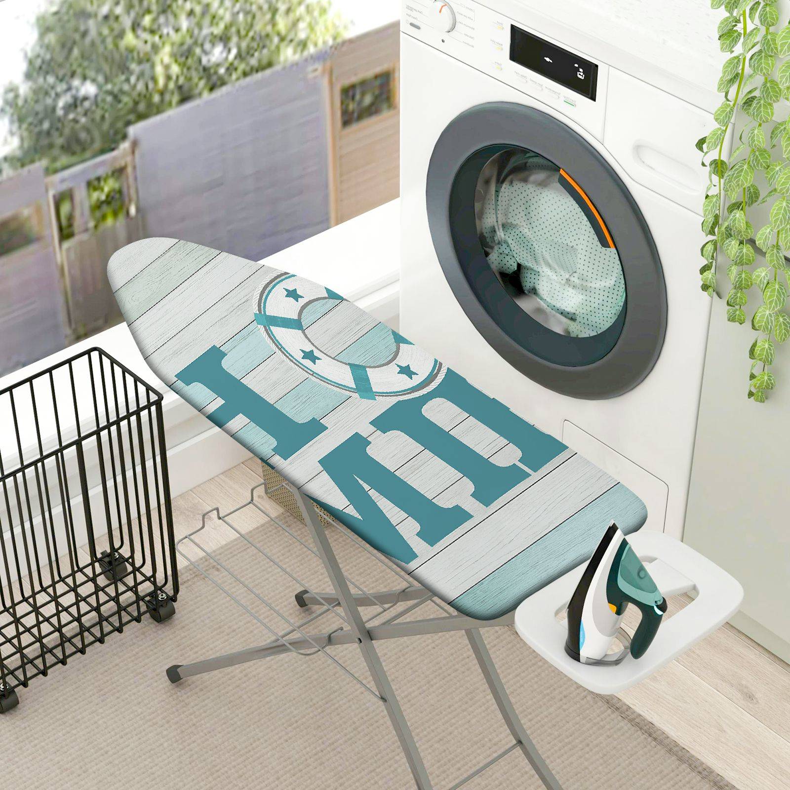 1-Piece Nautical Anchor Blue Striped  Ironing Board Cover, Universal Size, Without Board