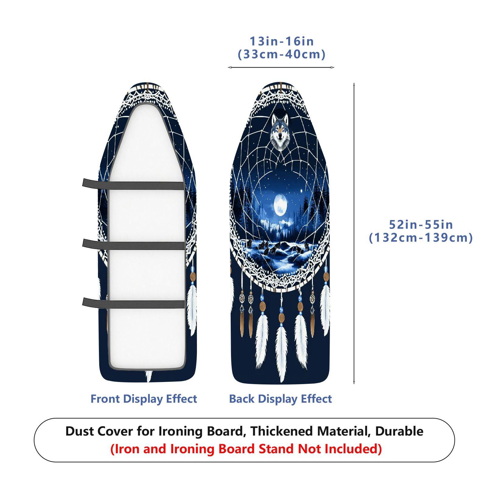 1-Piece Dreamcatcher Wolf Moonlight  Ironing Board Cover, Universal Size, Without Board