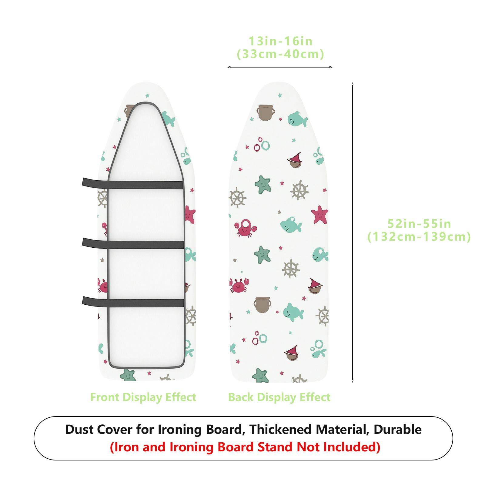 1-Piece Nautical Sea Creatures Starfish  Ironing Board Cover, Universal Size, Without Board