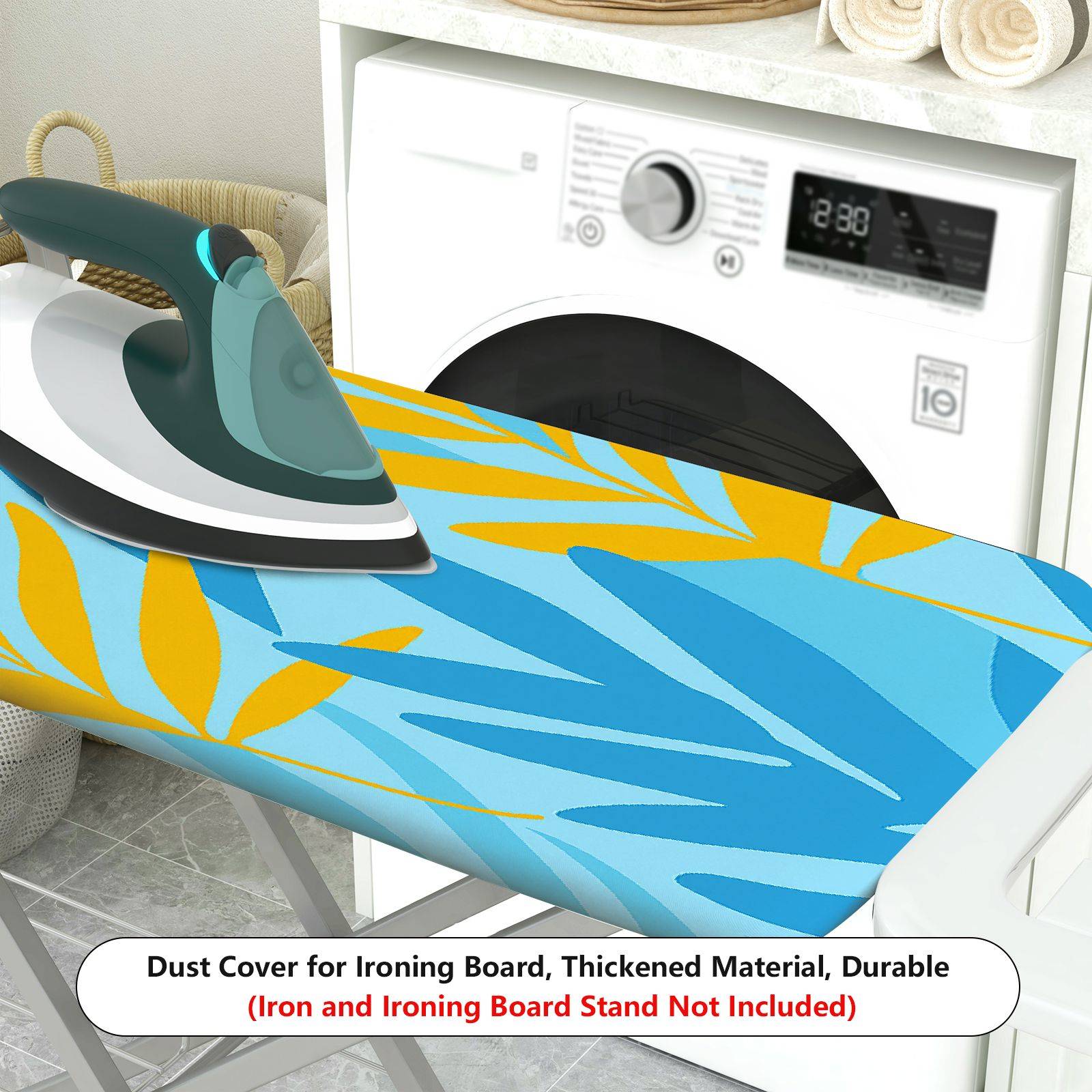 1-Piece Tropical Leaves Blue  Ironing Board Cover, Universal Size, Without Board