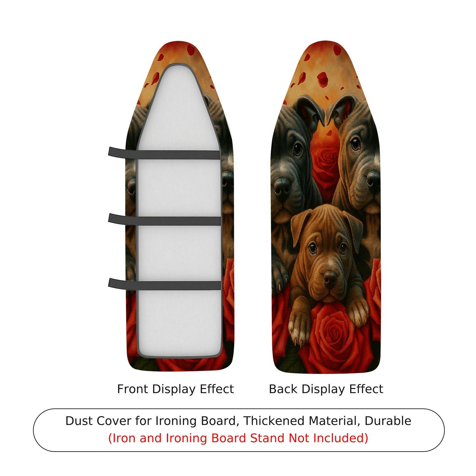 1-Piece Dogs Roses Art  Ironing Board Cover, Universal Size, Without Board
