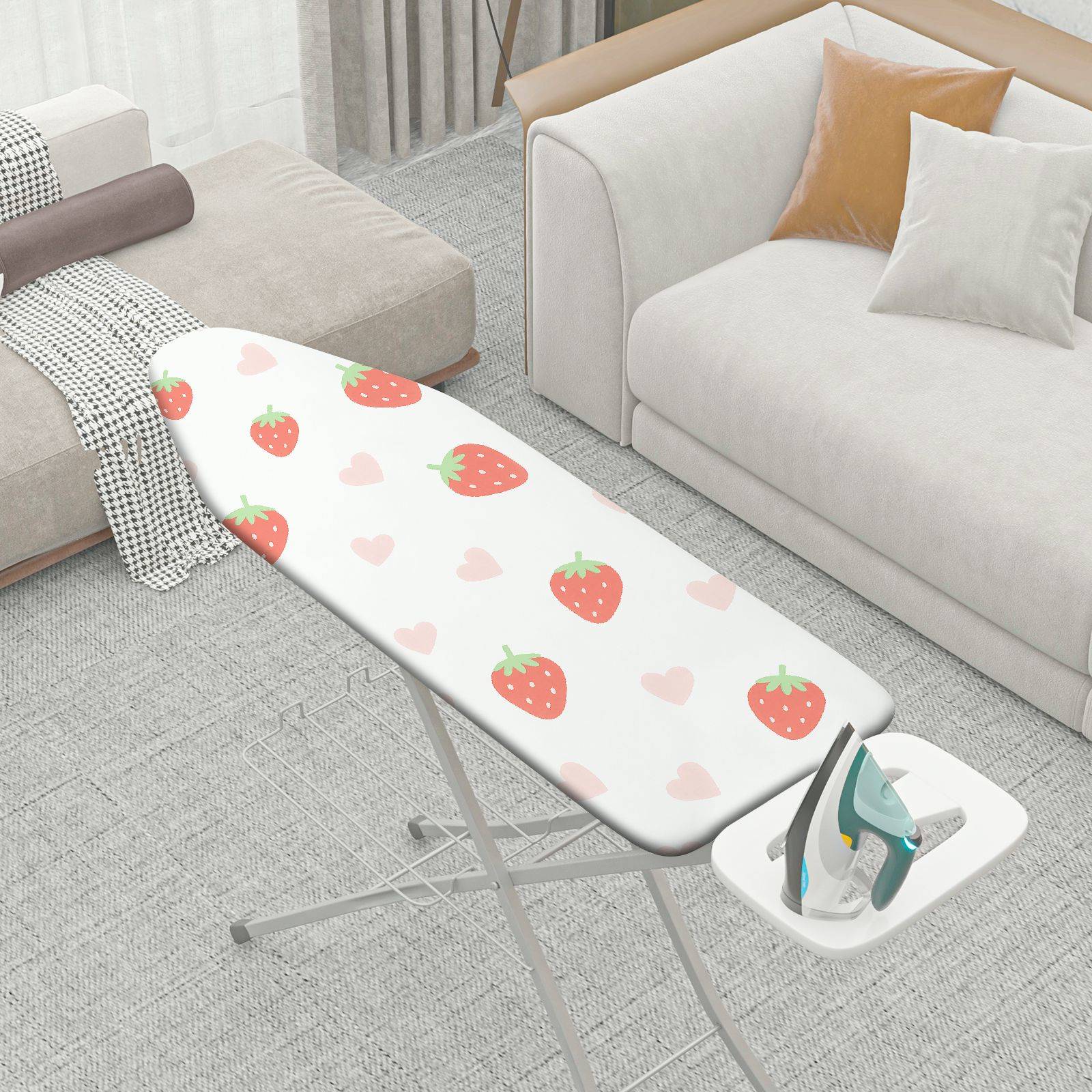 1-Piece Strawberry Heart Pink  Ironing Board Cover, Universal Size, Without Board