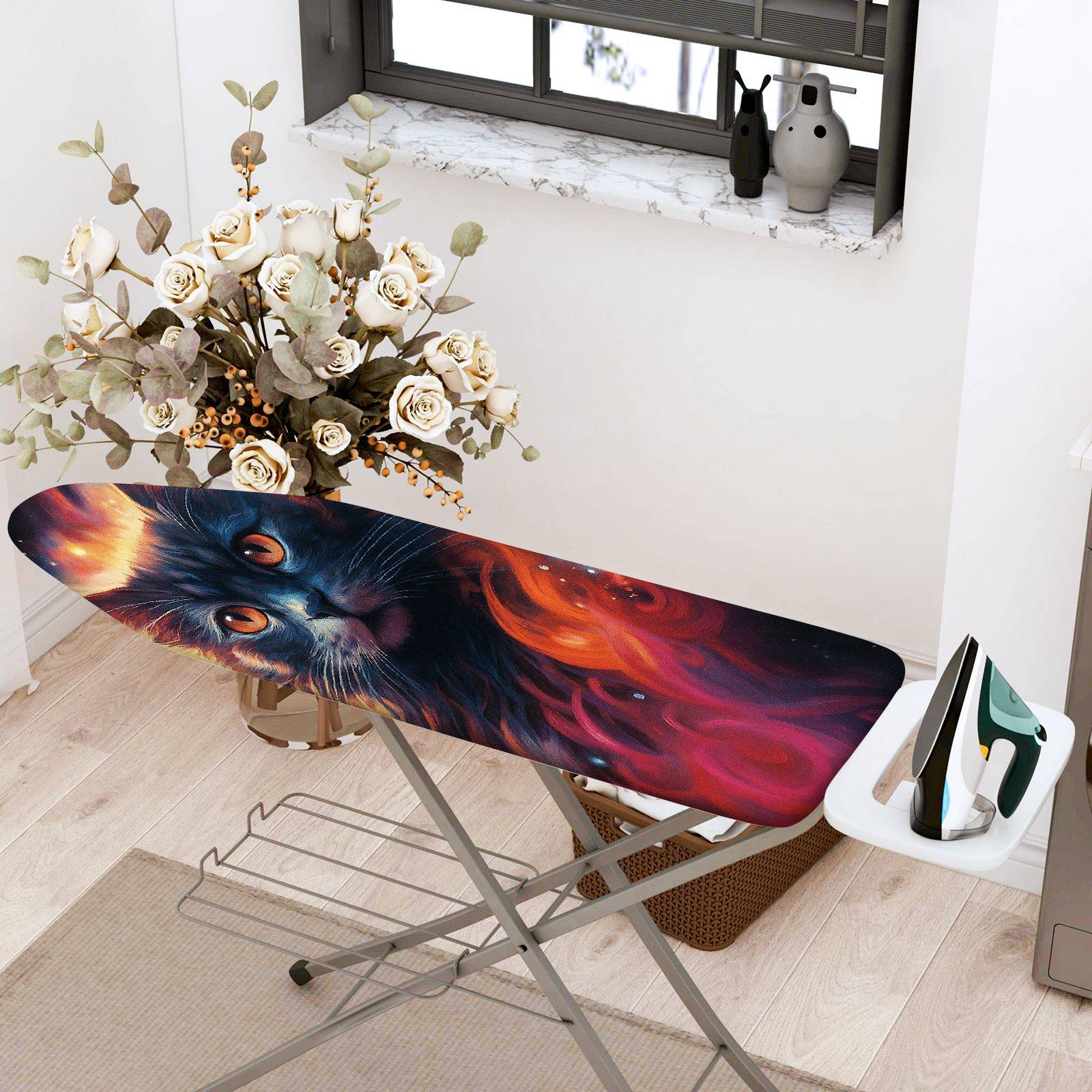1-Piece Cat Galaxy Stars  Ironing Board Cover, Universal Size, Without Board