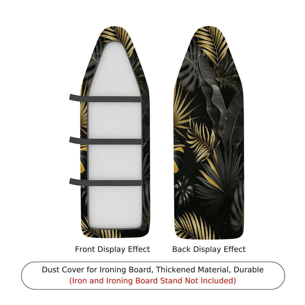 1-Piece Tropical Leaves Black Gold  Ironing Board Cover, Universal Size, Without Board